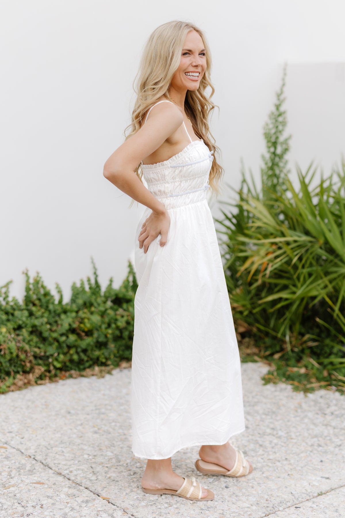 Katalina Dress-White/Blue - FINAL SALE