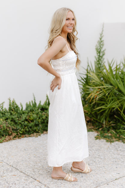 Katalina Dress-White/Blue - FINAL SALE