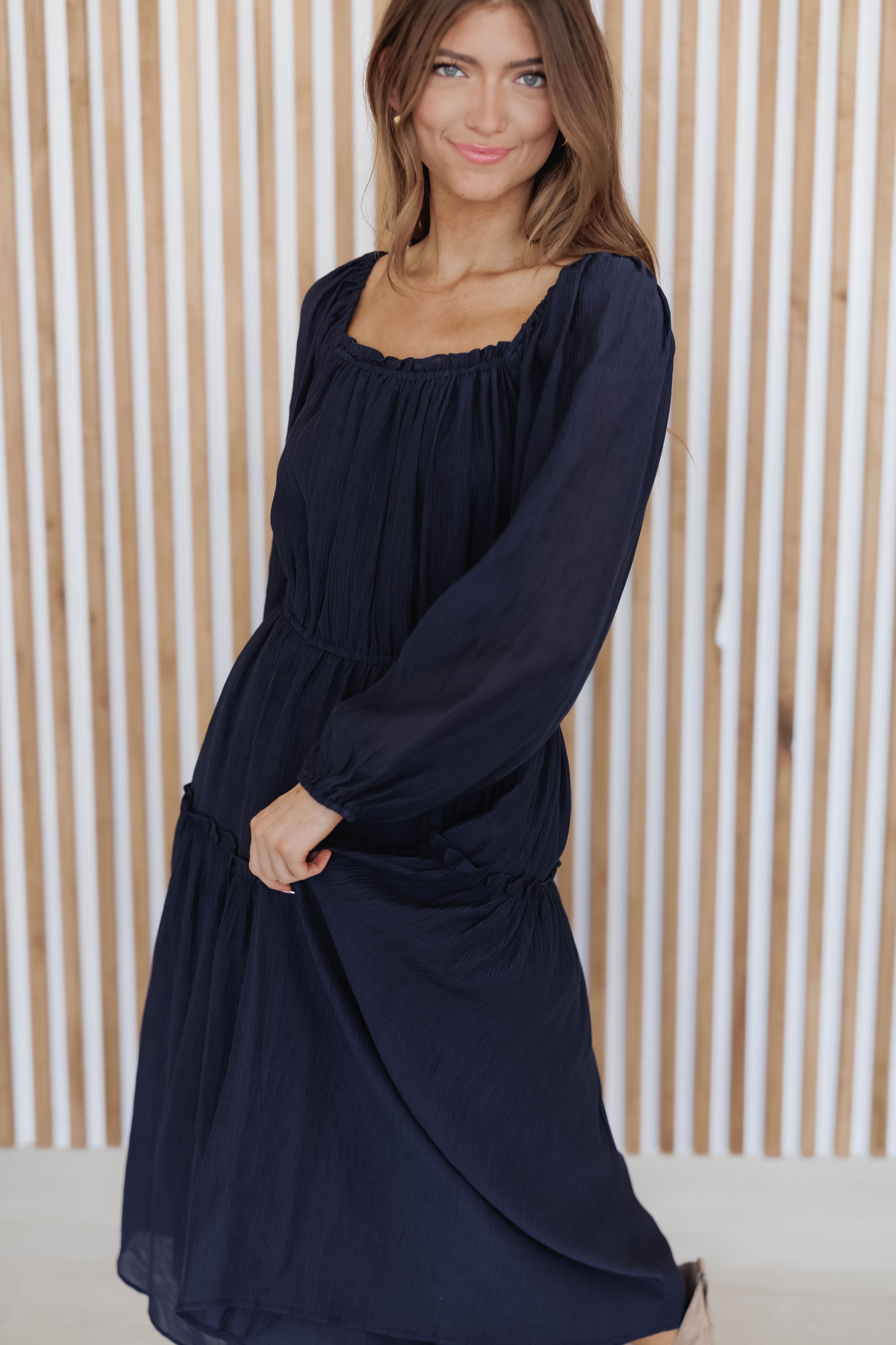 Autumn Romance Dress - Navy