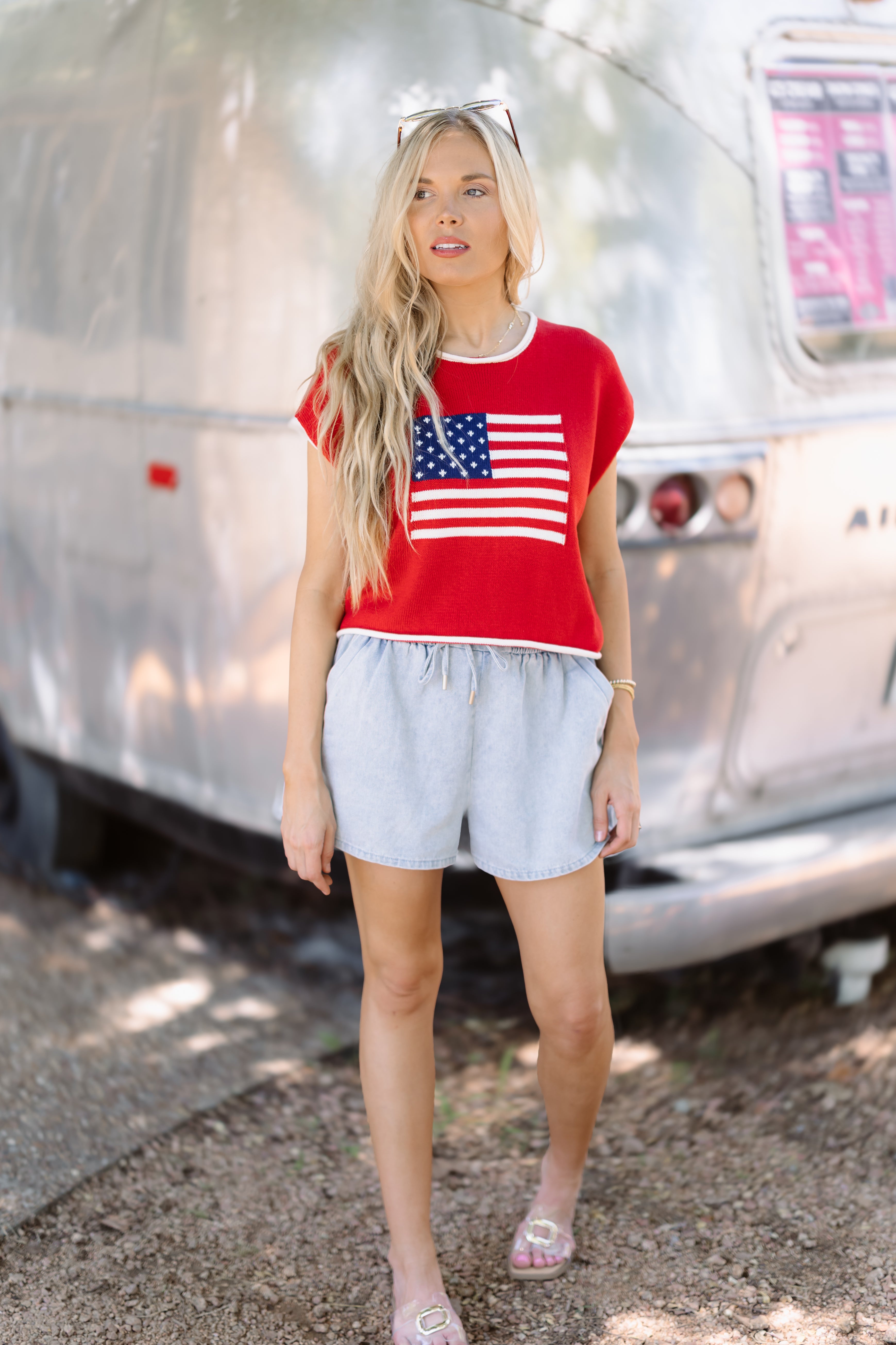 USA Flag Top - Red