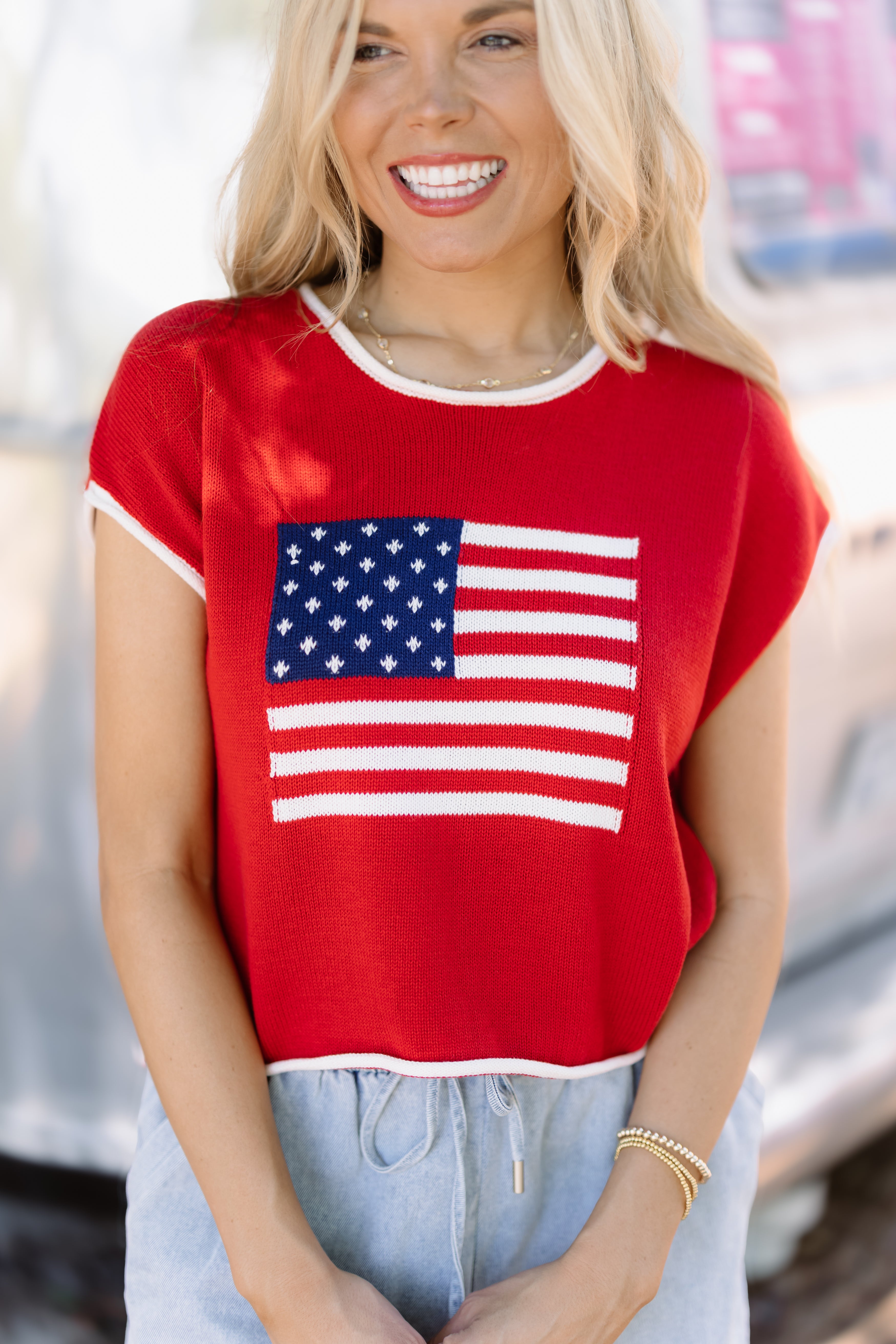 USA Flag Top - Red
