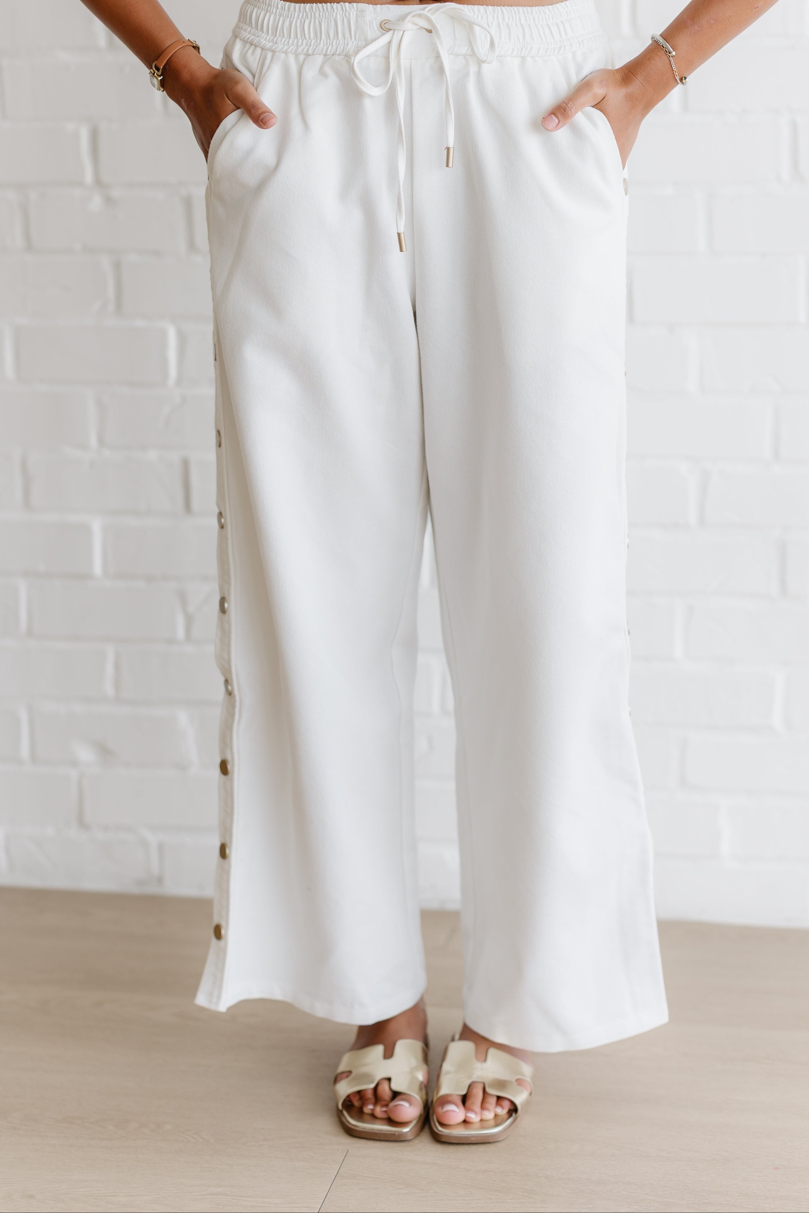 Keep It Easy Wide Leg Denim Pants - White
