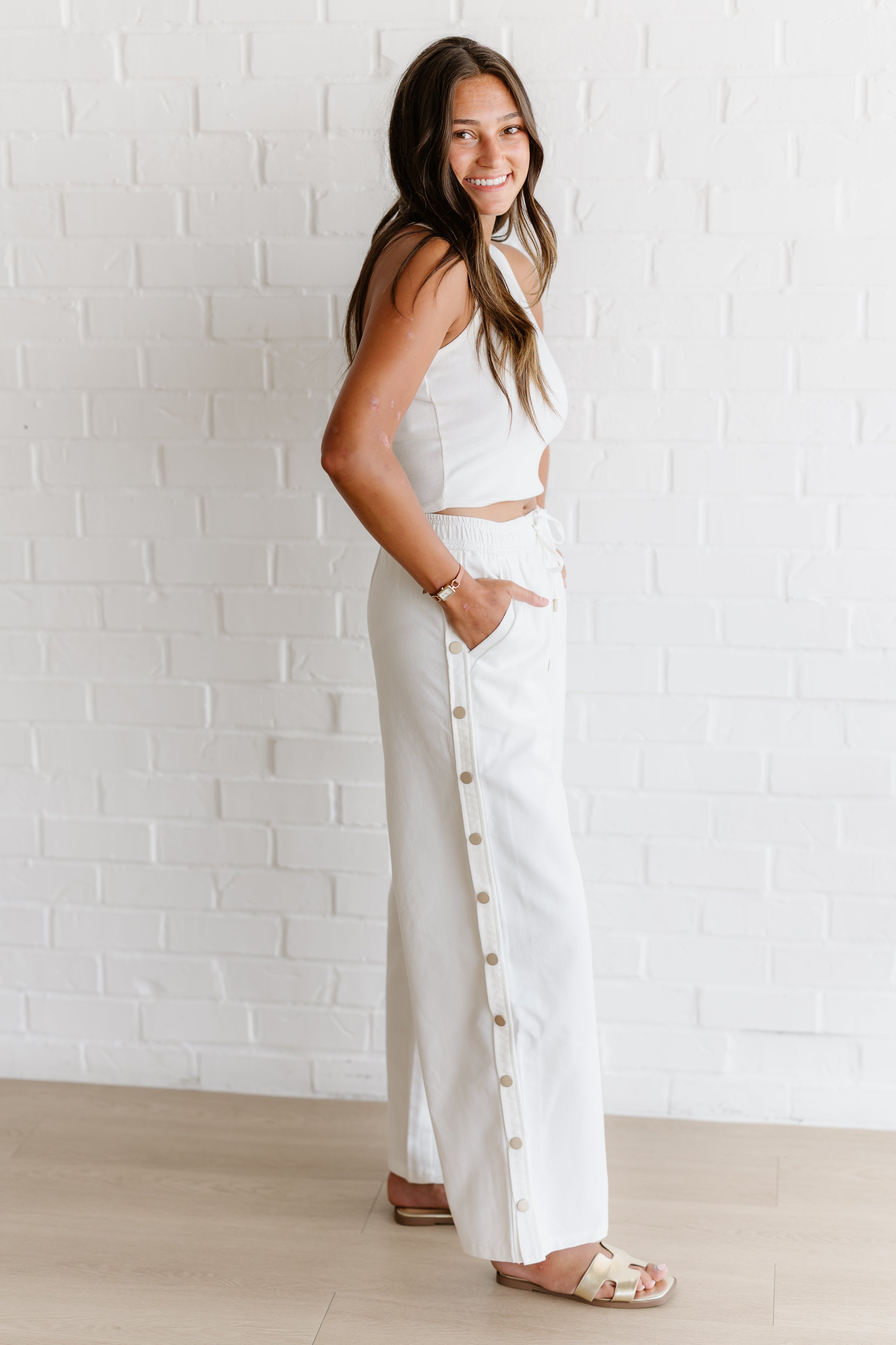 Keep It Easy Wide Leg Denim Pants - White