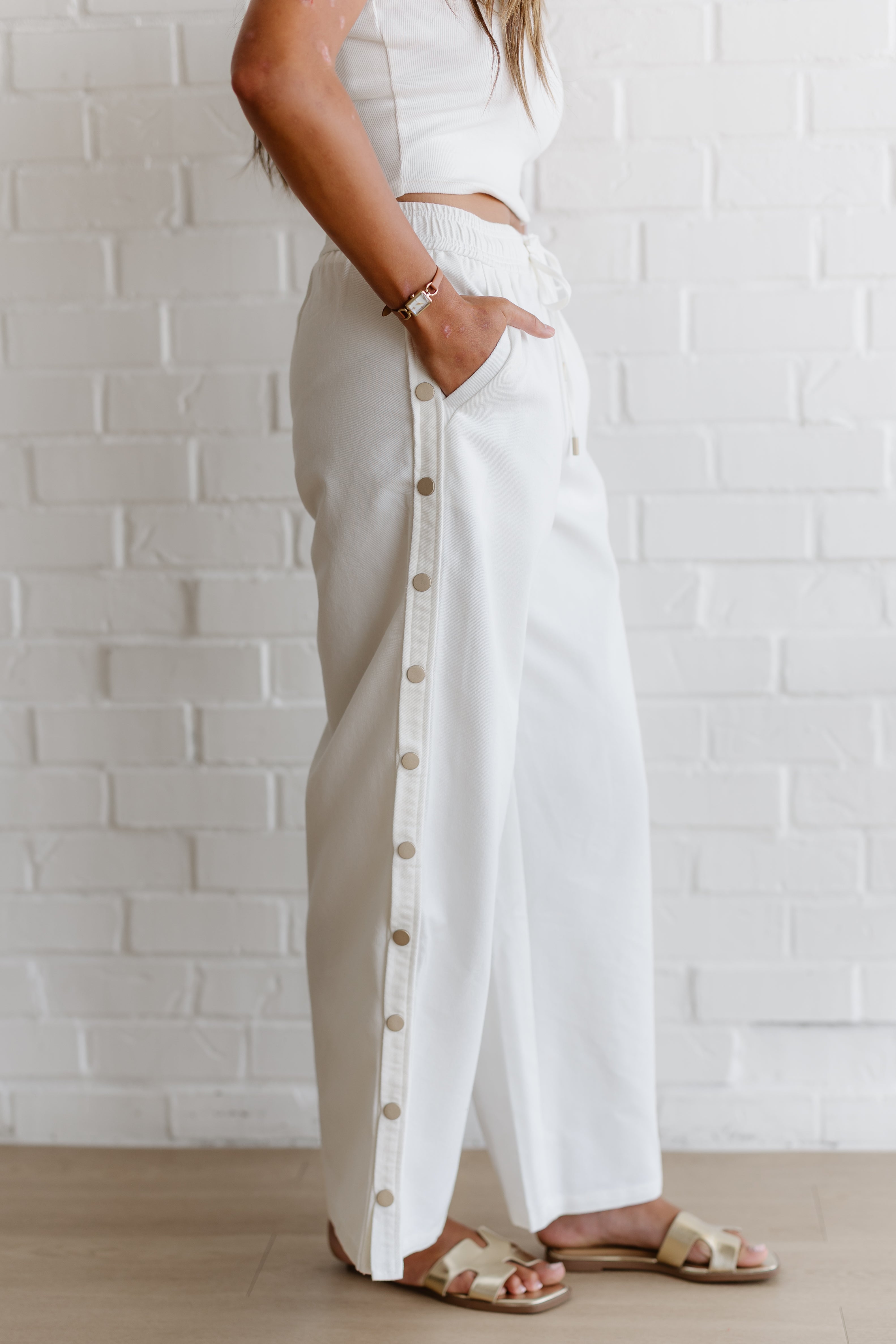 Keep It Easy Wide Leg Denim Pants - White