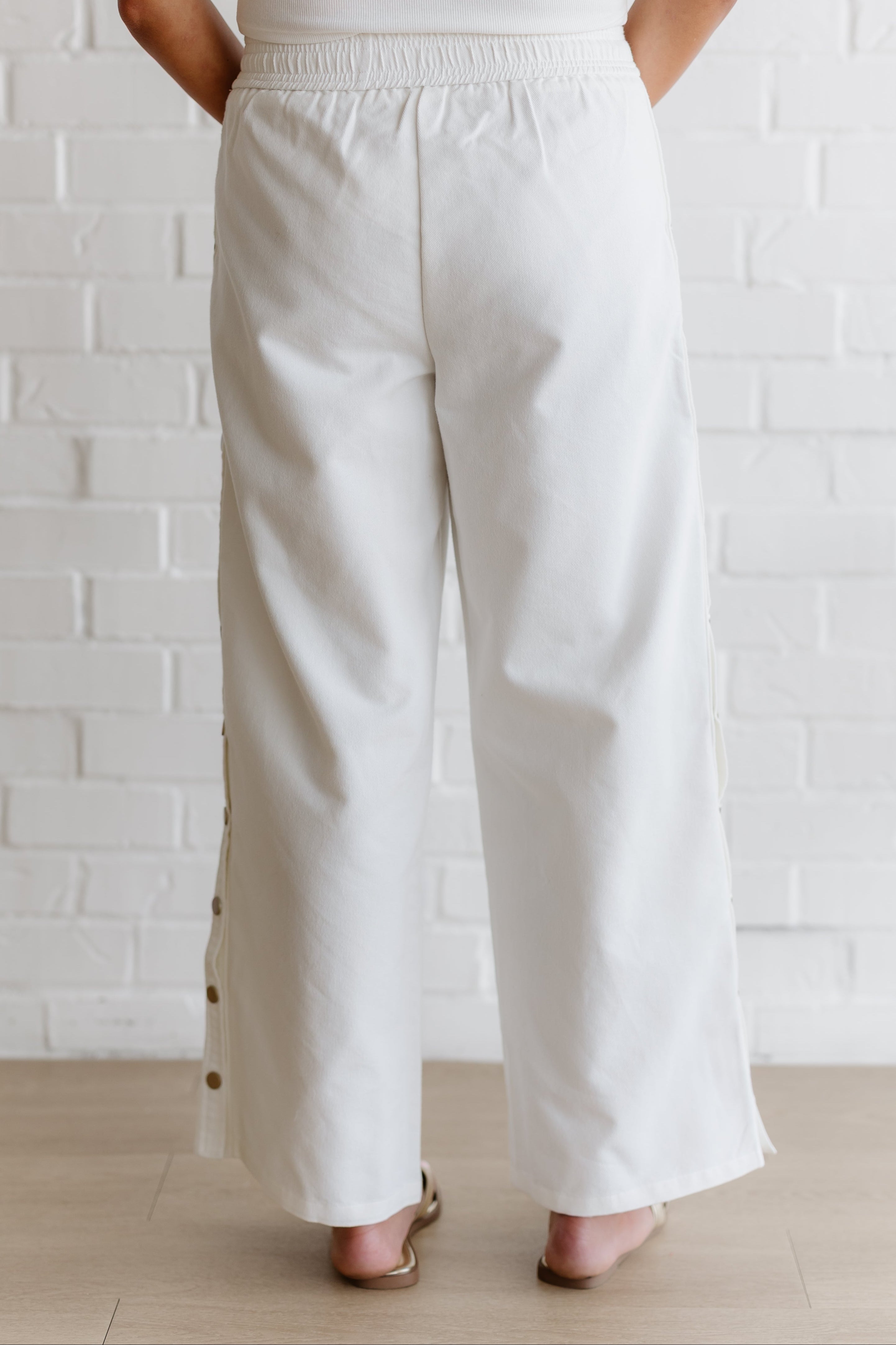 Keep It Easy Wide Leg Denim Pants - White
