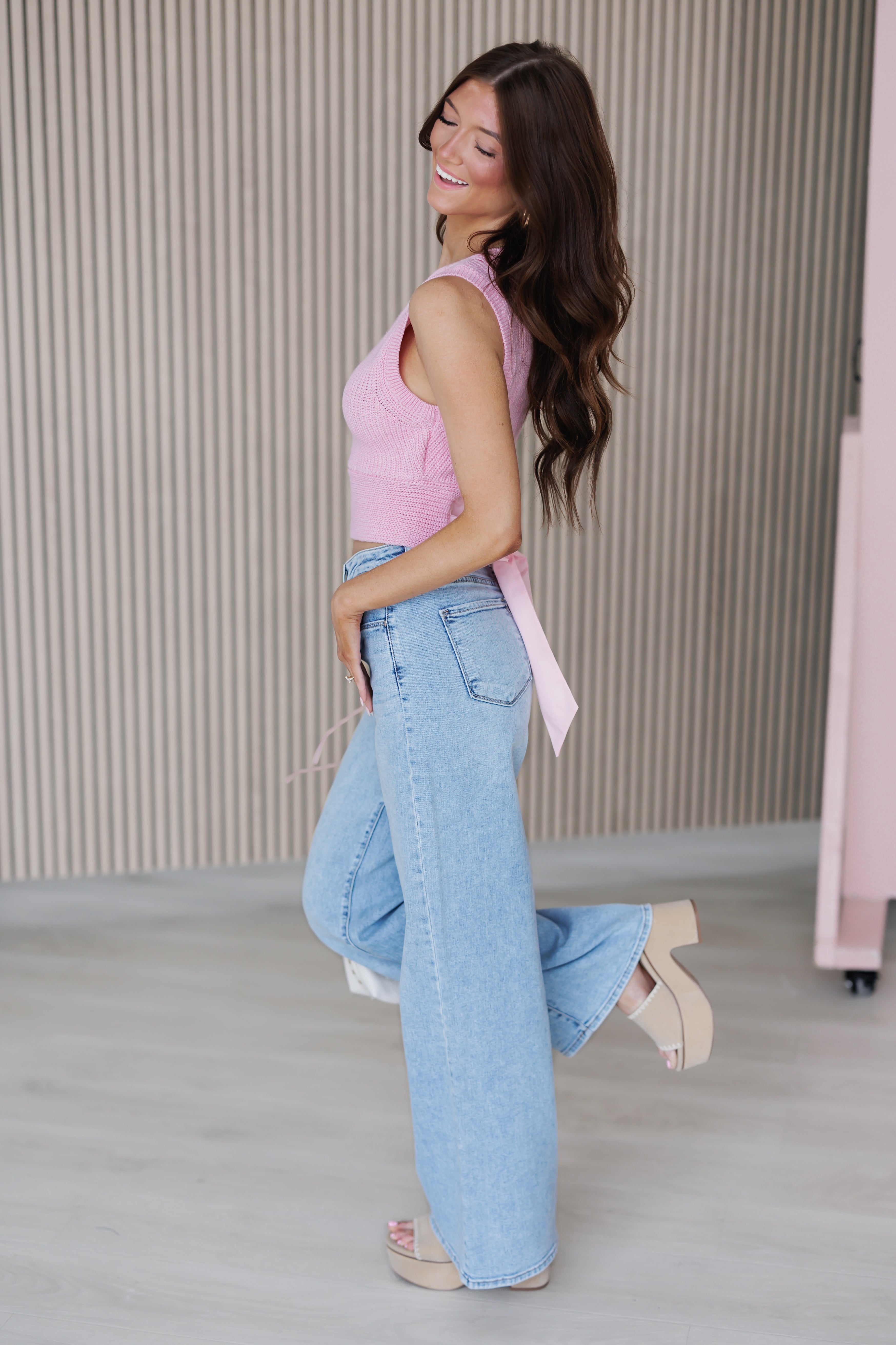 Go With Grace Sweater Top - Lt. Pink