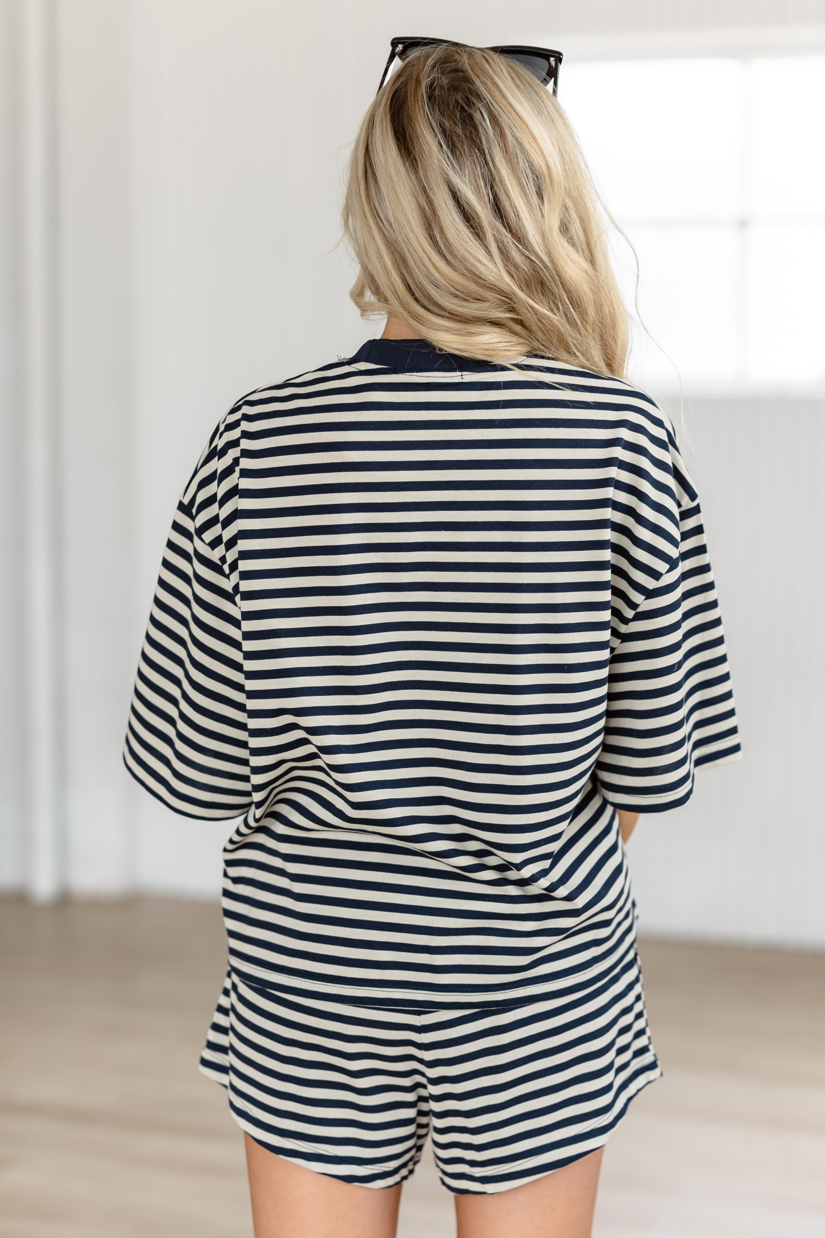Sunday Soft Striped Top - Taupe/Navy