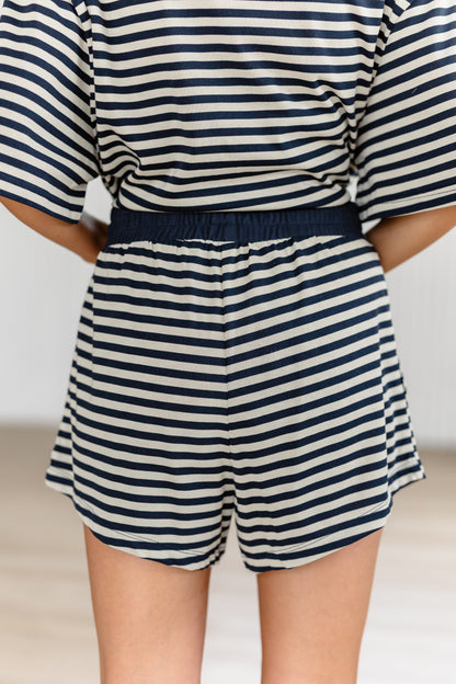 Sunday Soft Striped Shorts - Taupe/Navy