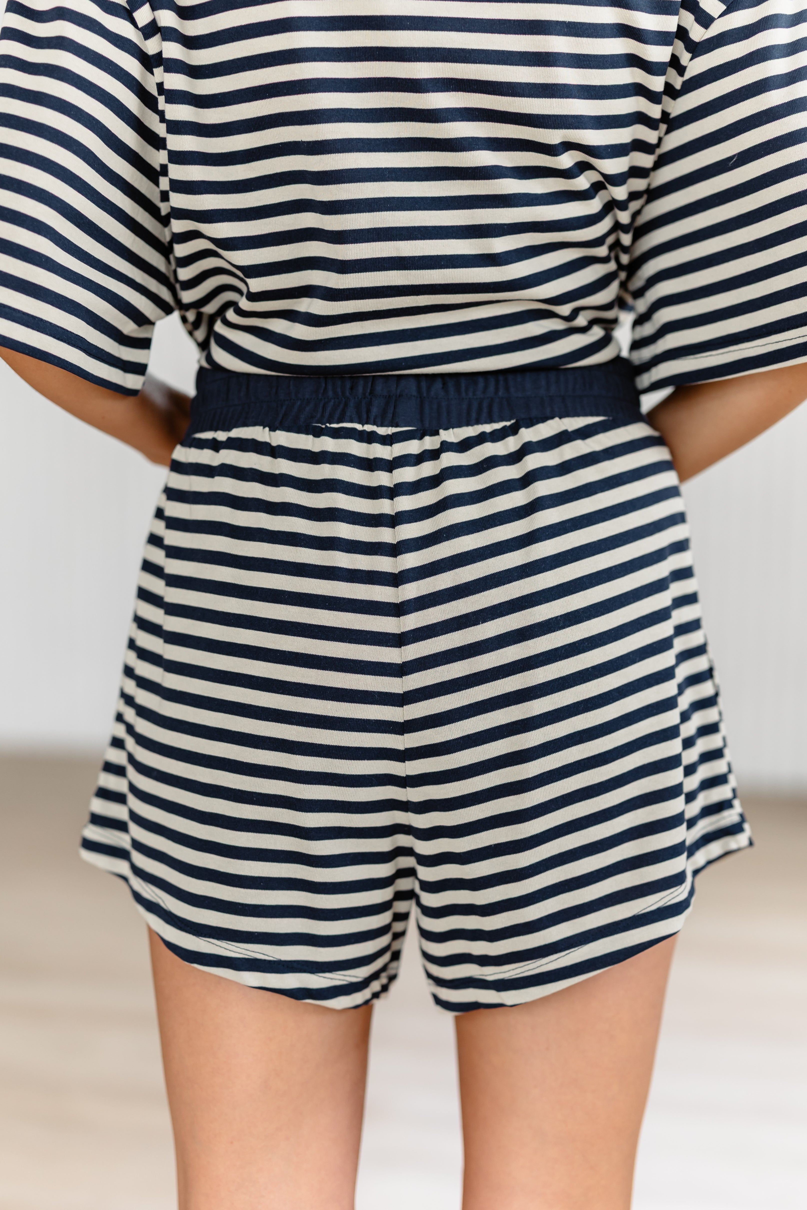 Sunday Soft Striped Shorts - Taupe/Navy