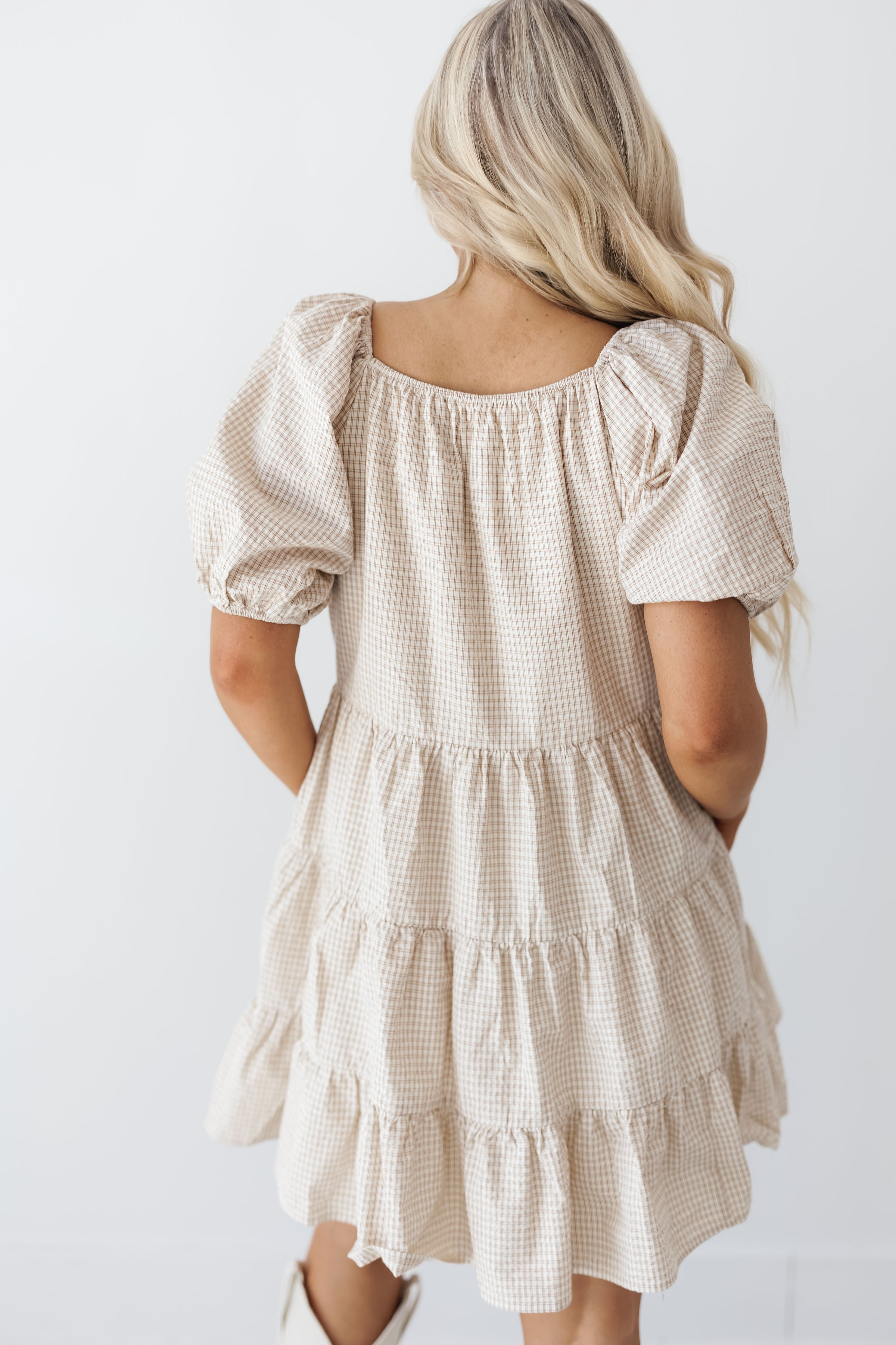 Kate Tiered Dress - Ivory/Mocha