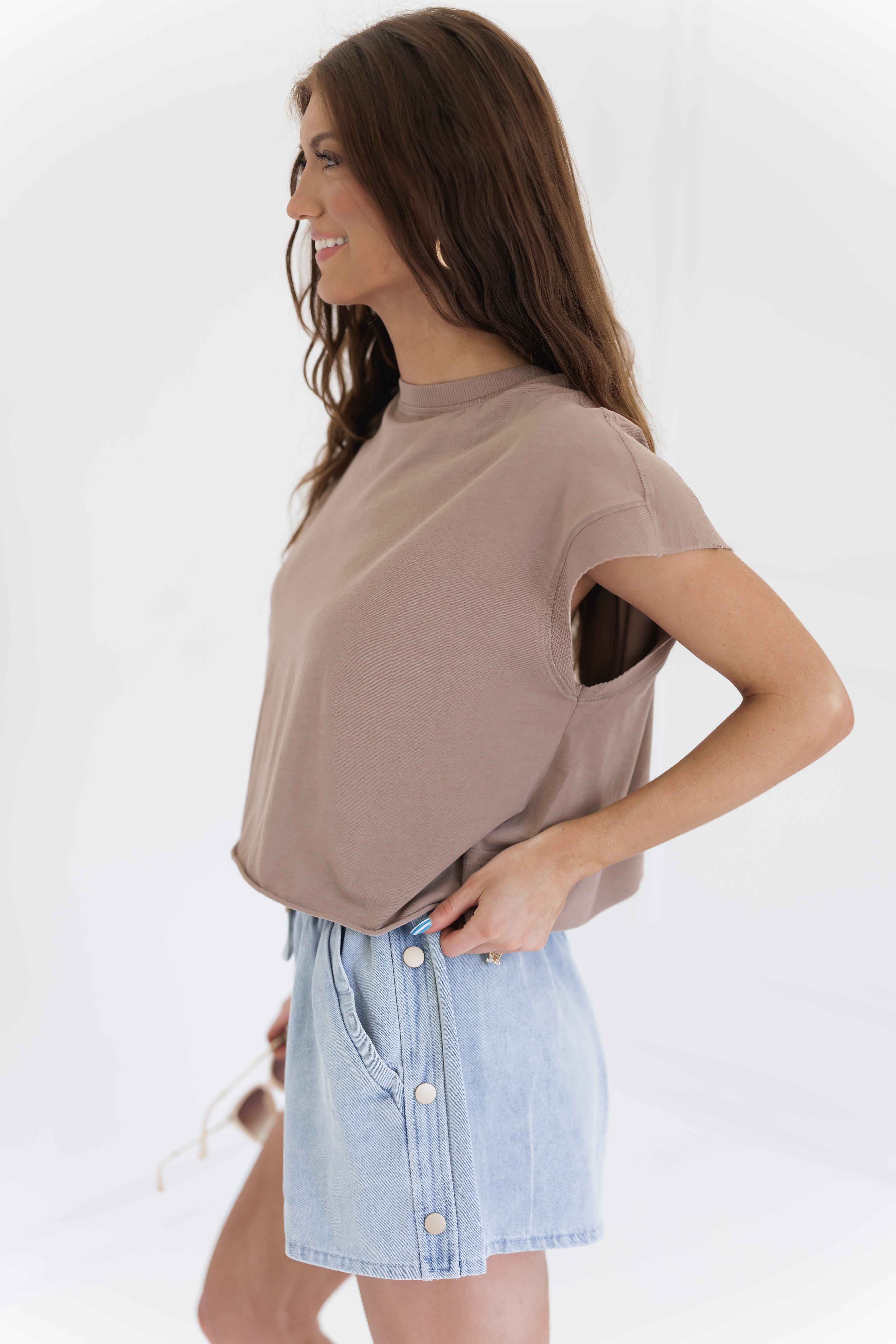 Off Hours Top-Taupe