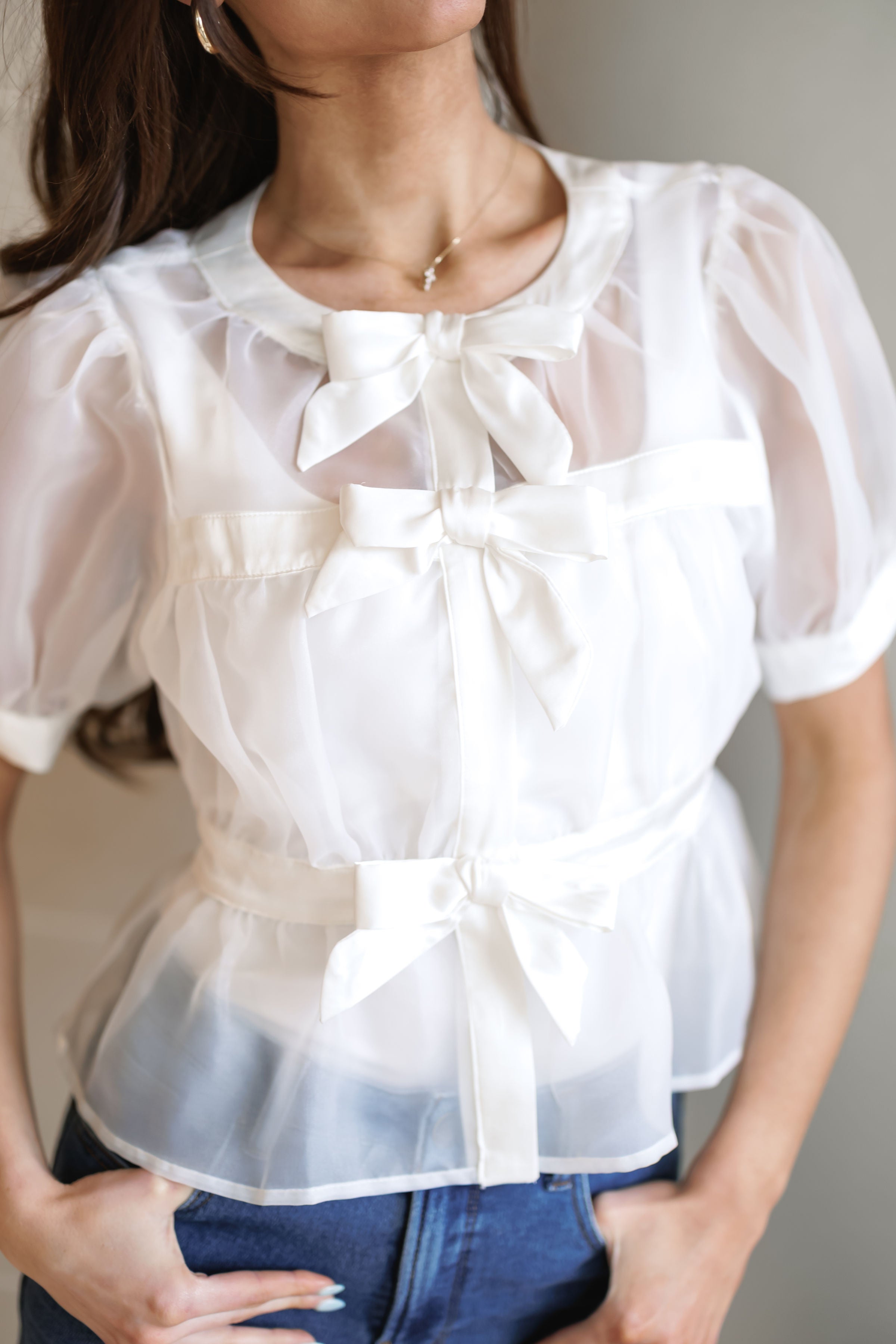 Lovely Bow Top - Off White