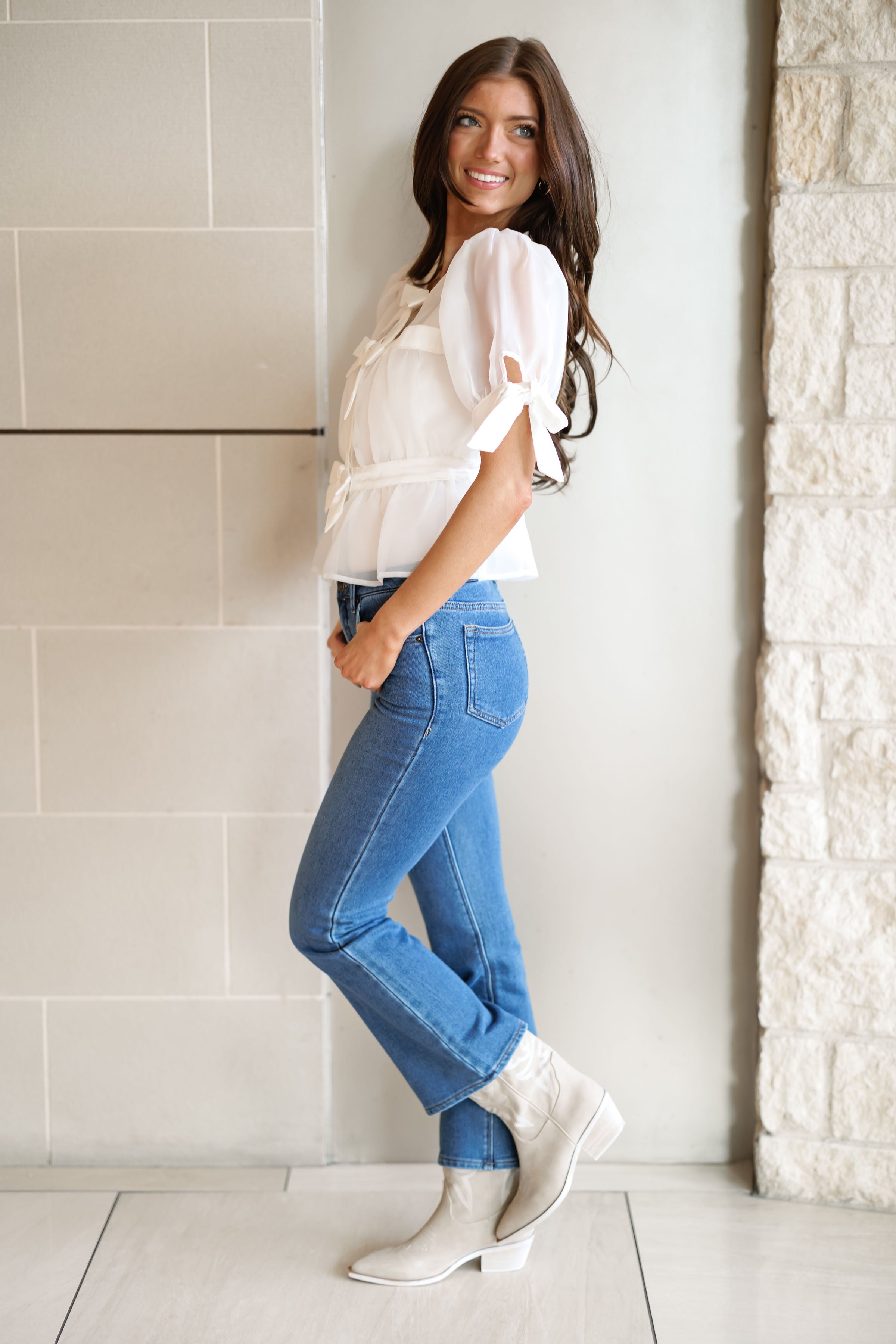 Lovely Bow Top - Off White