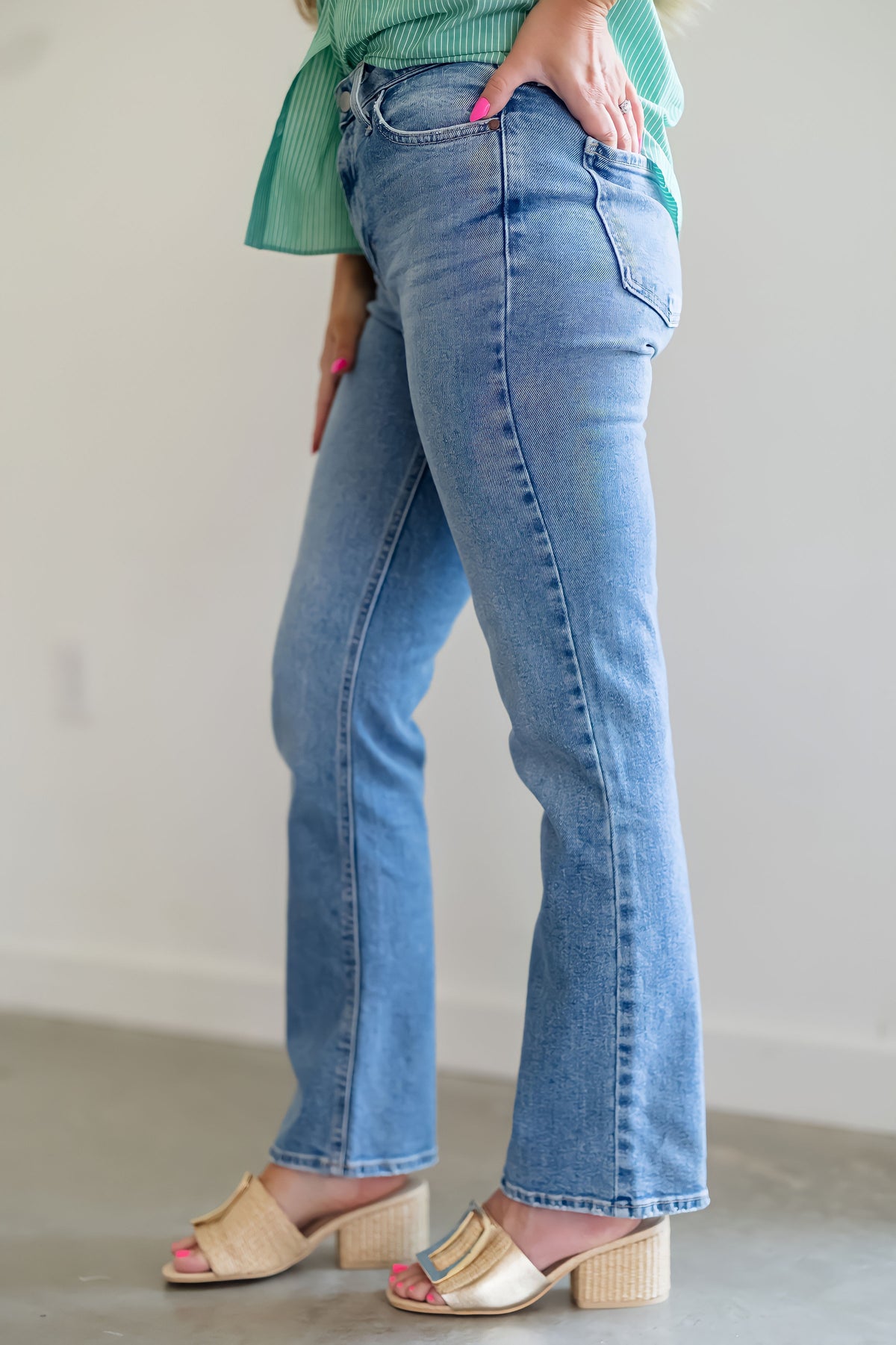 Saul Slim Cropped Bootcut Jeans - Medium Wash - FINAL SALE