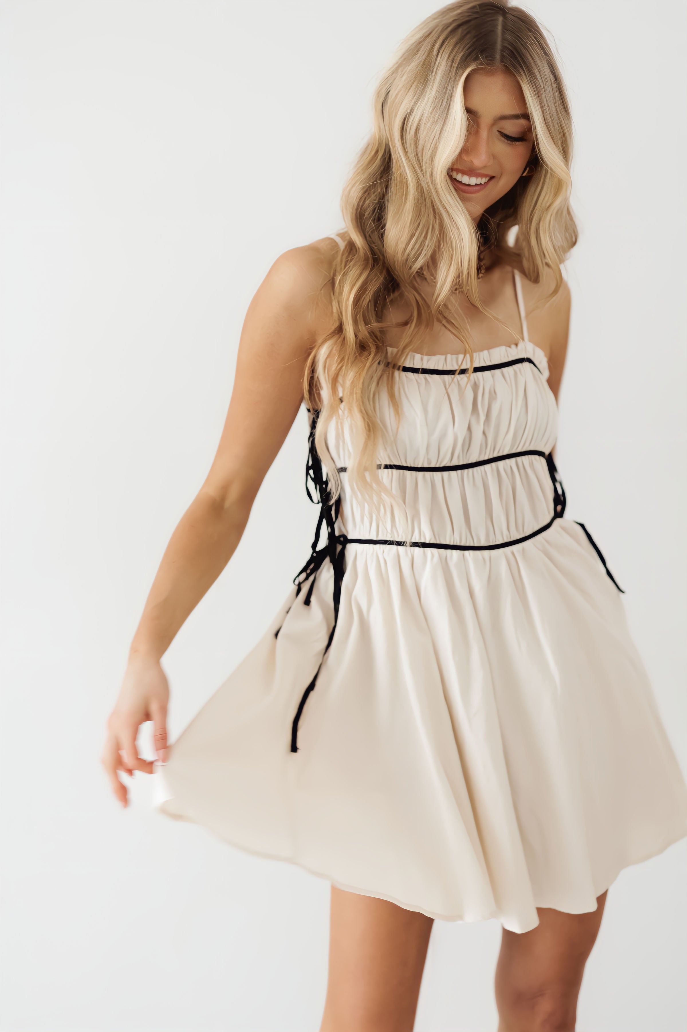 Jones Ribbon Tie Dress - Natural - FINAL SALE