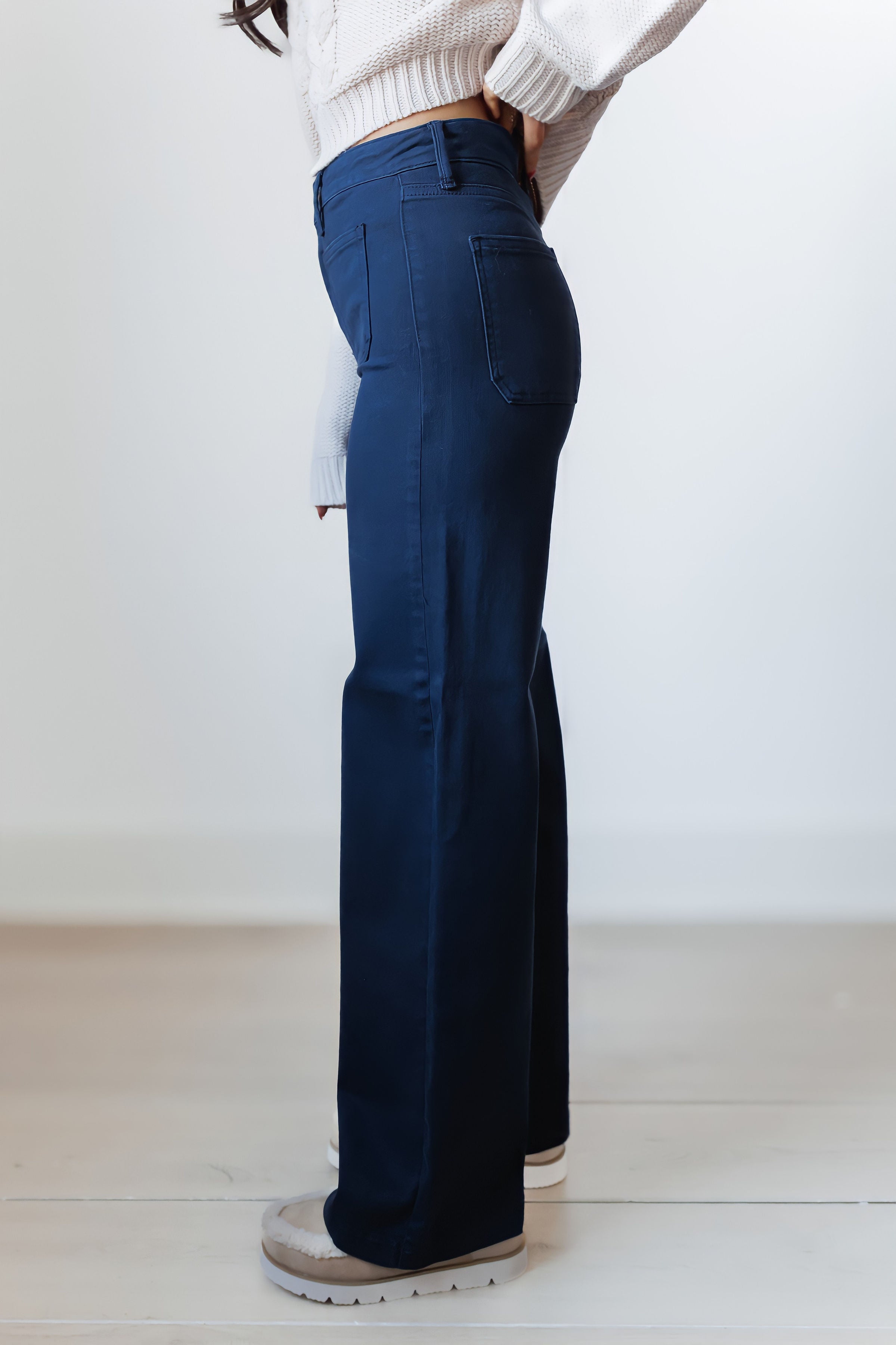 Dean Mini Patch Pocket Wide Jeans - Navy