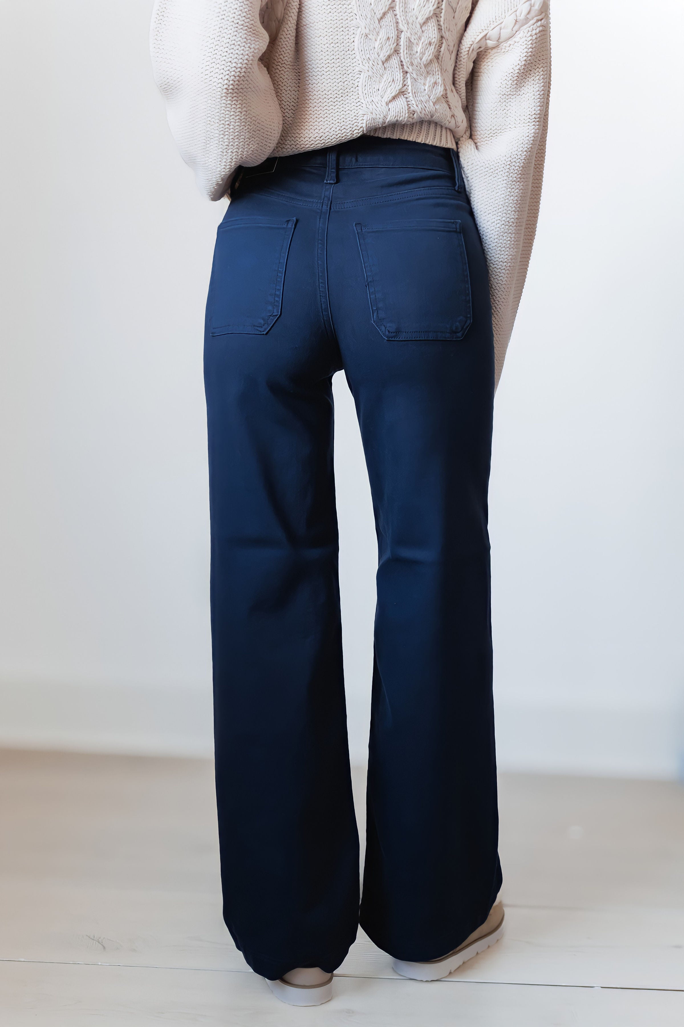 Dean Mini Patch Pocket Wide Jeans - Navy