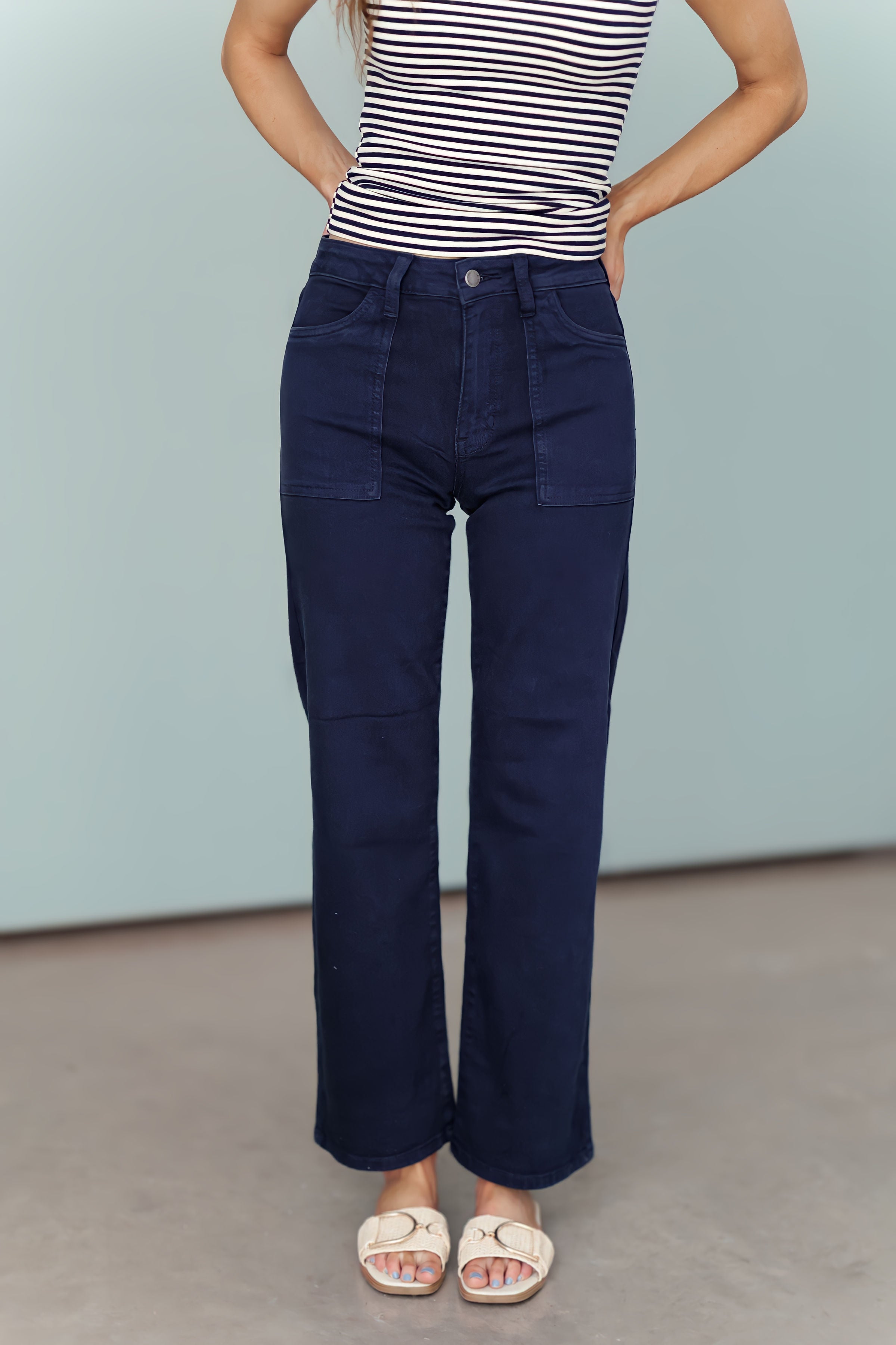 Wyatt Utility Pocket Relaxed Jeans - Navy