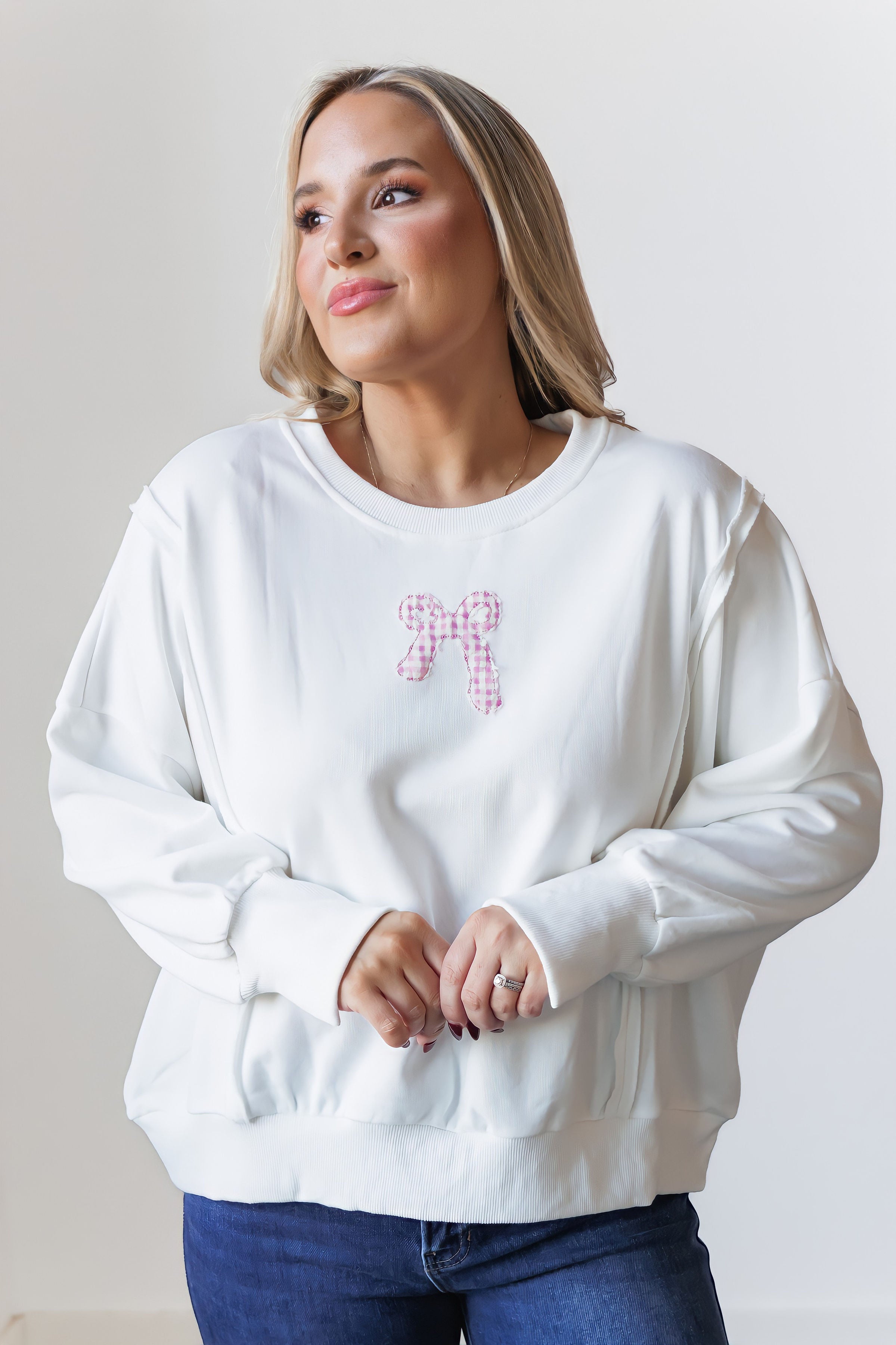 Cozy Patch Bow Pullover