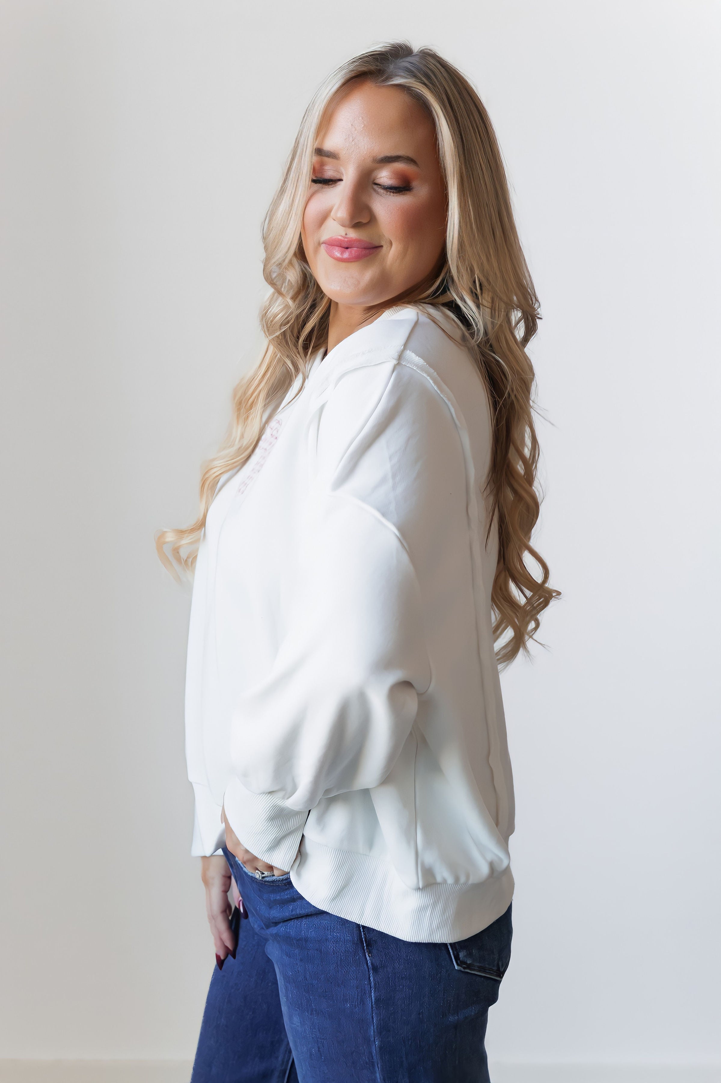 Cozy Patch Bow Pullover