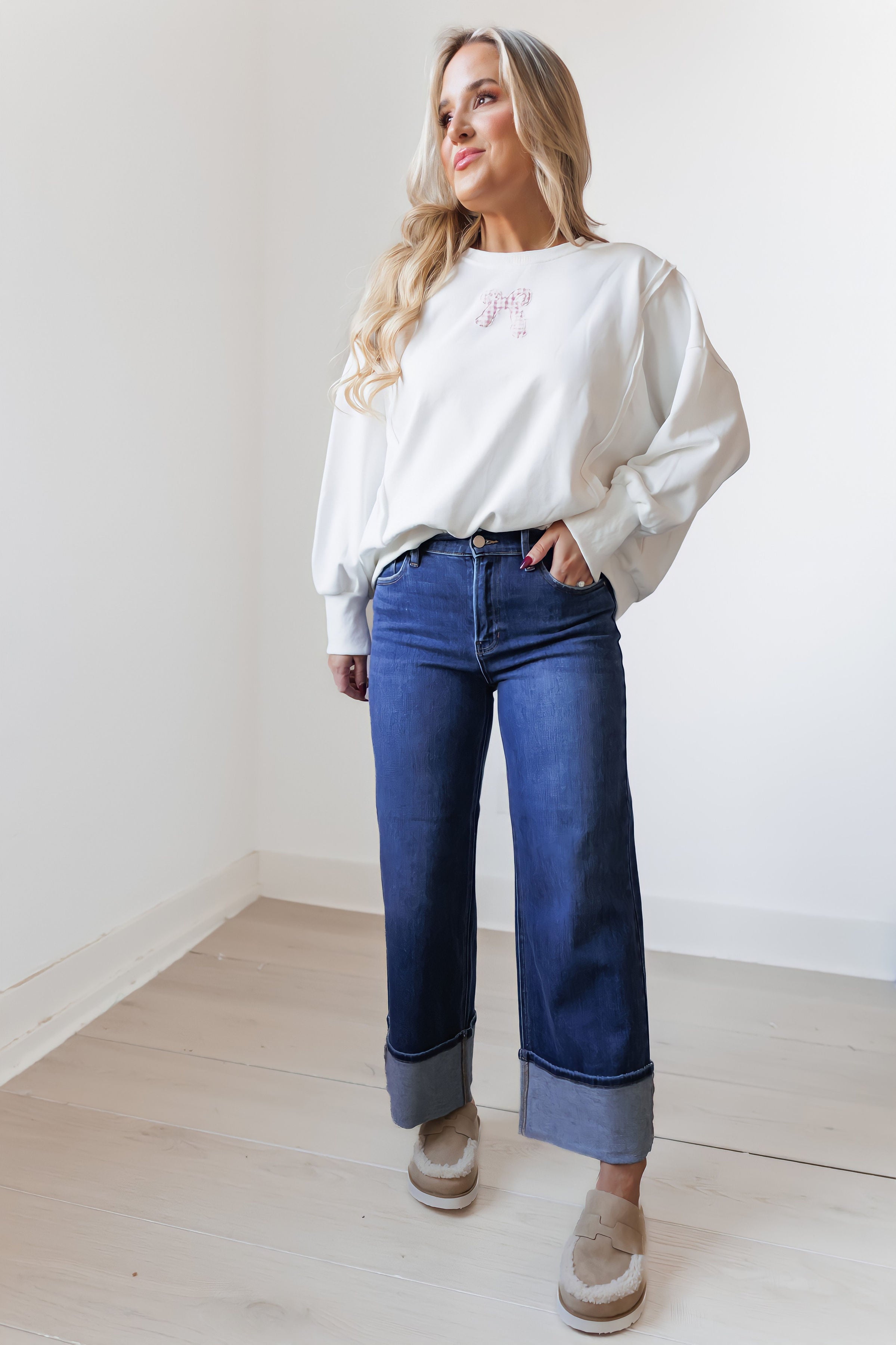 Lee Petite Cuffed Slim Wide Jeans