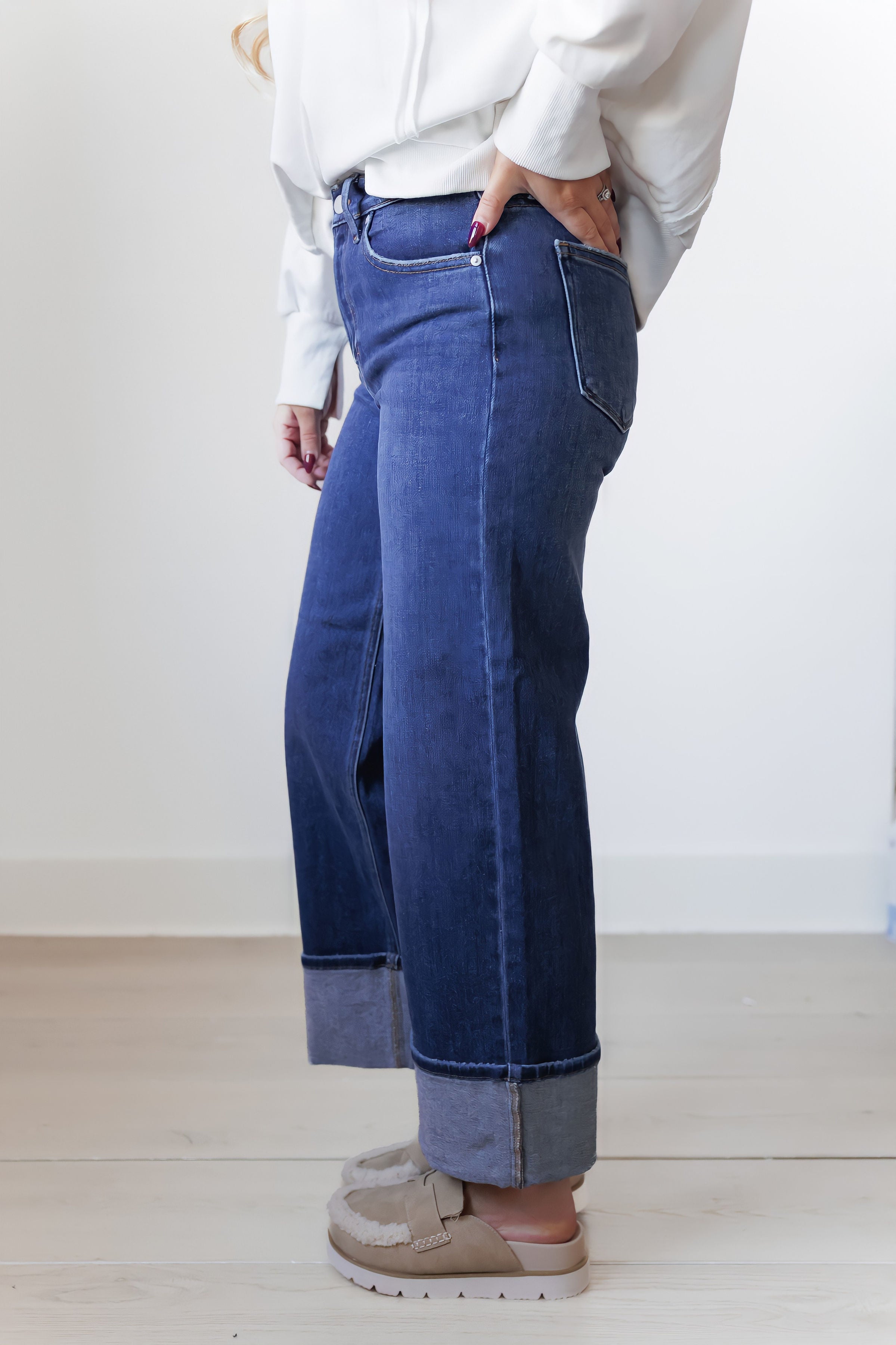 Lee Petite Cuffed Slim Wide Jeans