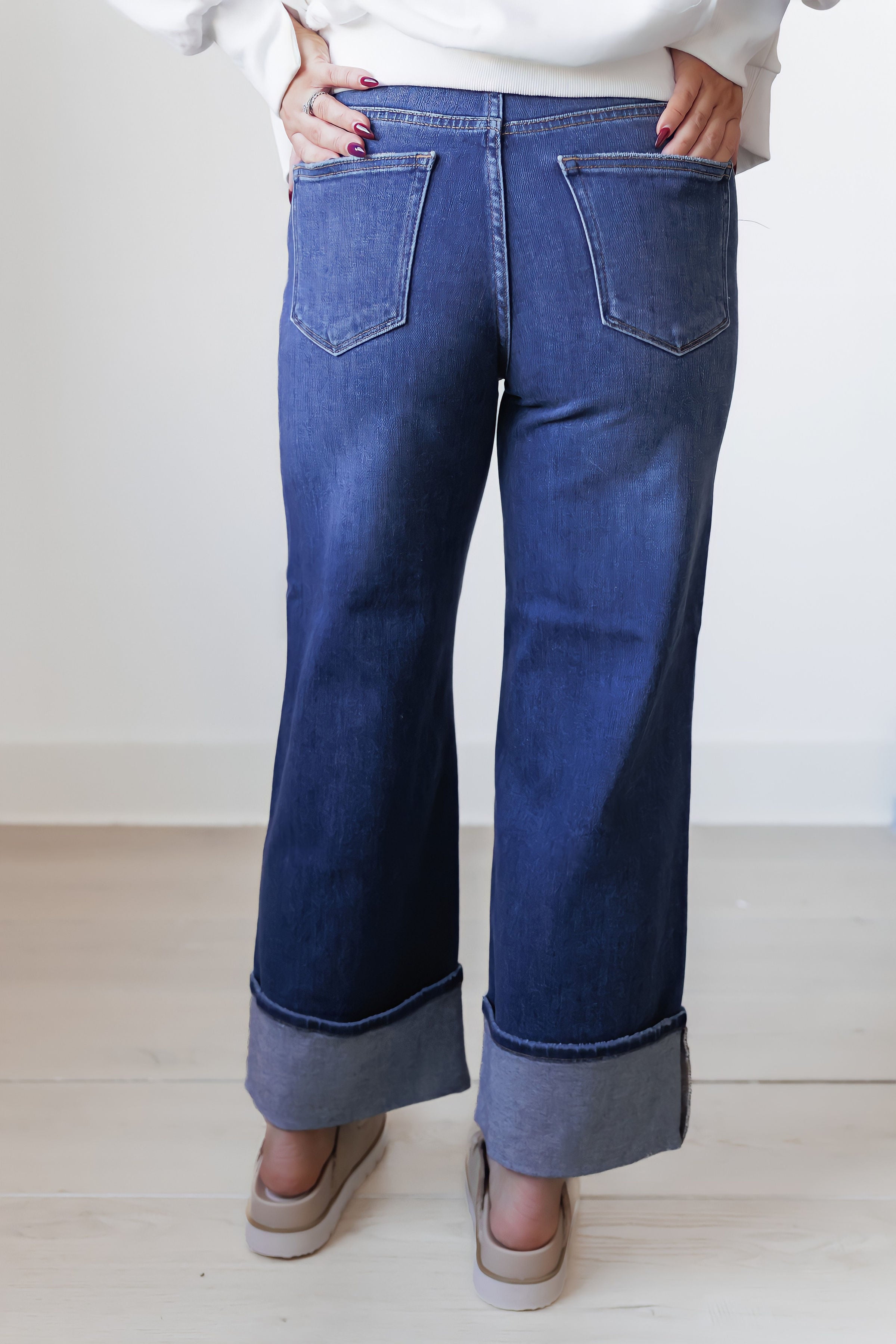 Lee Petite Cuffed Slim Wide Jeans