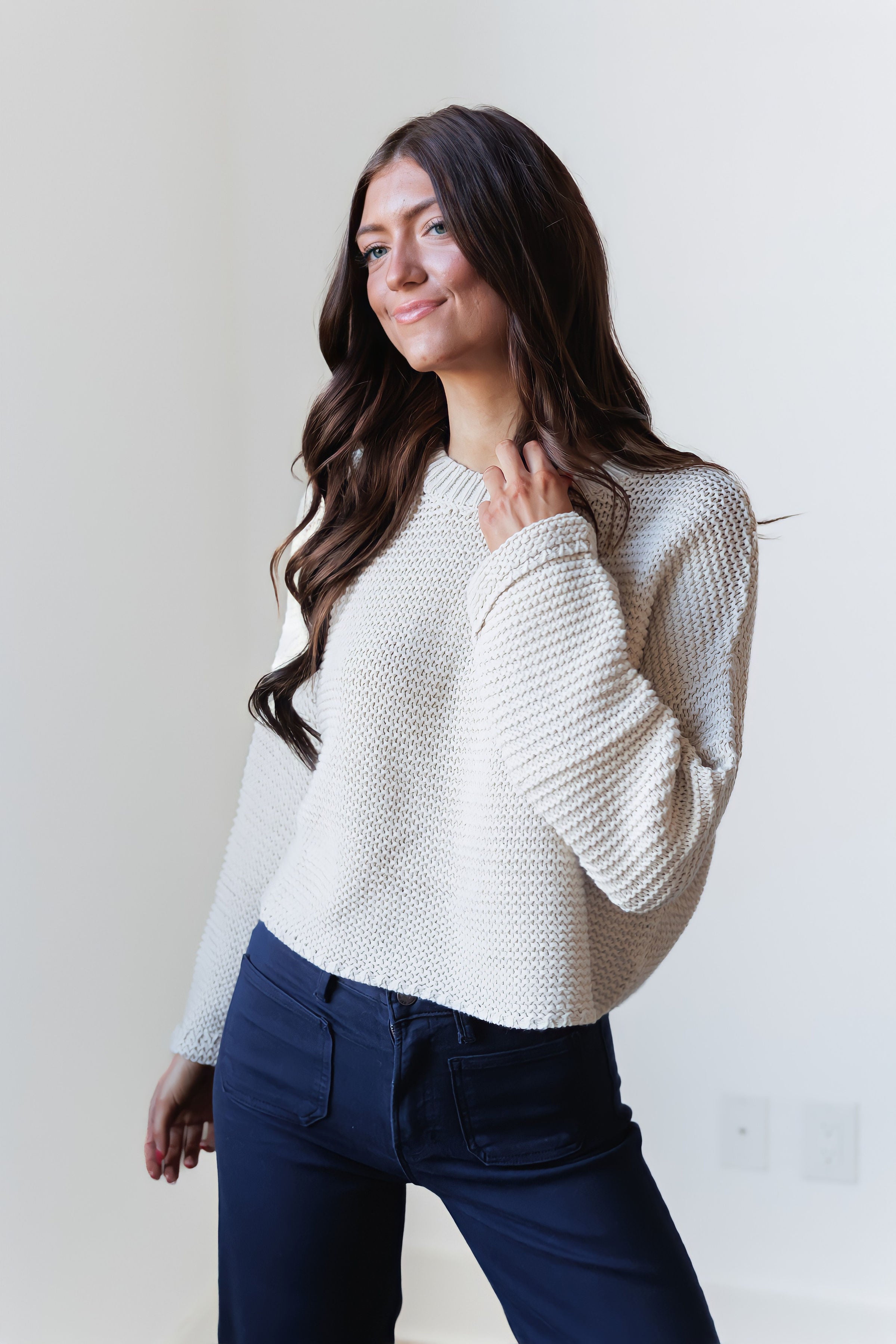 Dakota Sweater Top - Cream