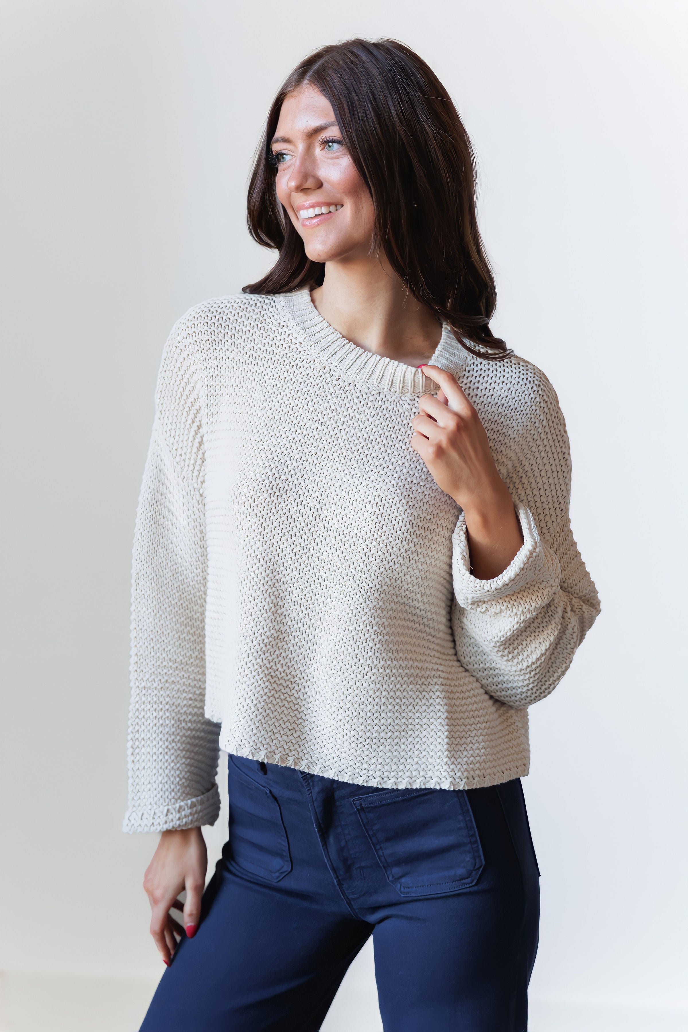Dakota Sweater Top - Cream