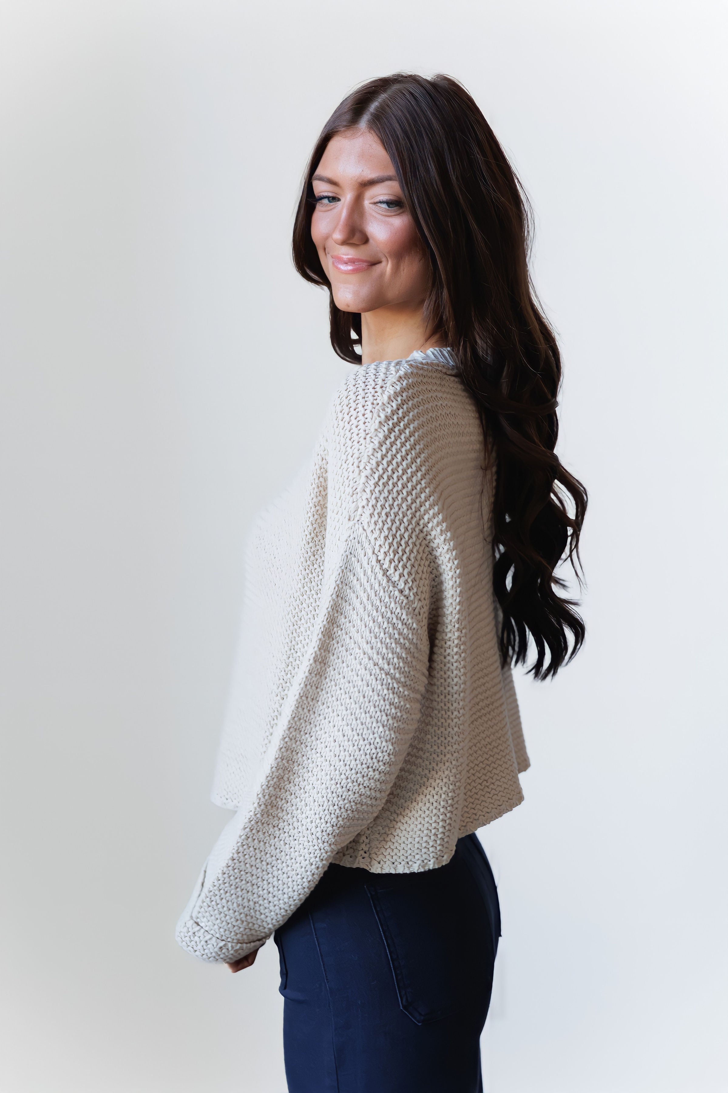 Dakota Sweater Top - Cream