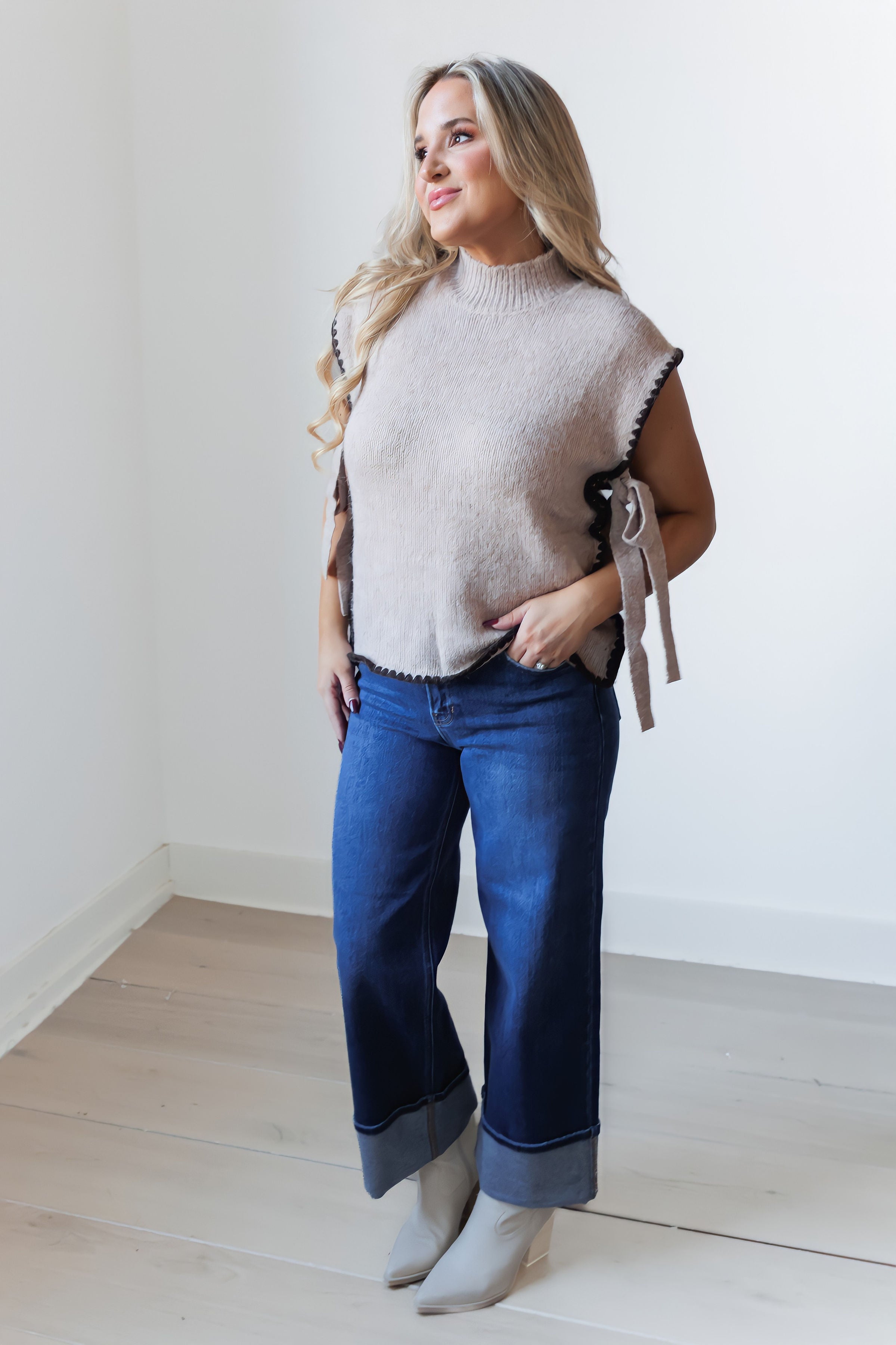 Gingerbread Trim Sweater Vest