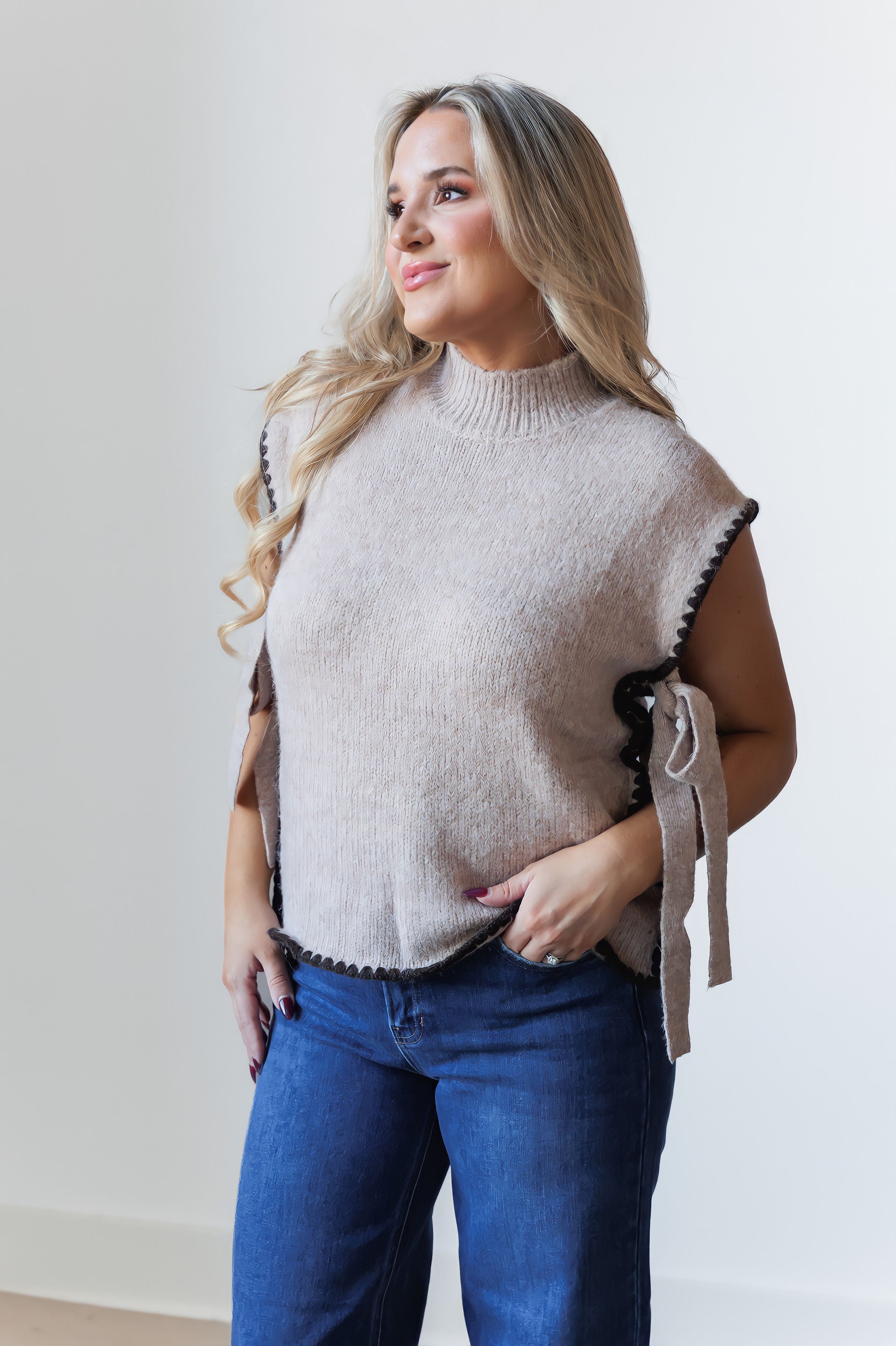 Gingerbread Trim Sweater Vest