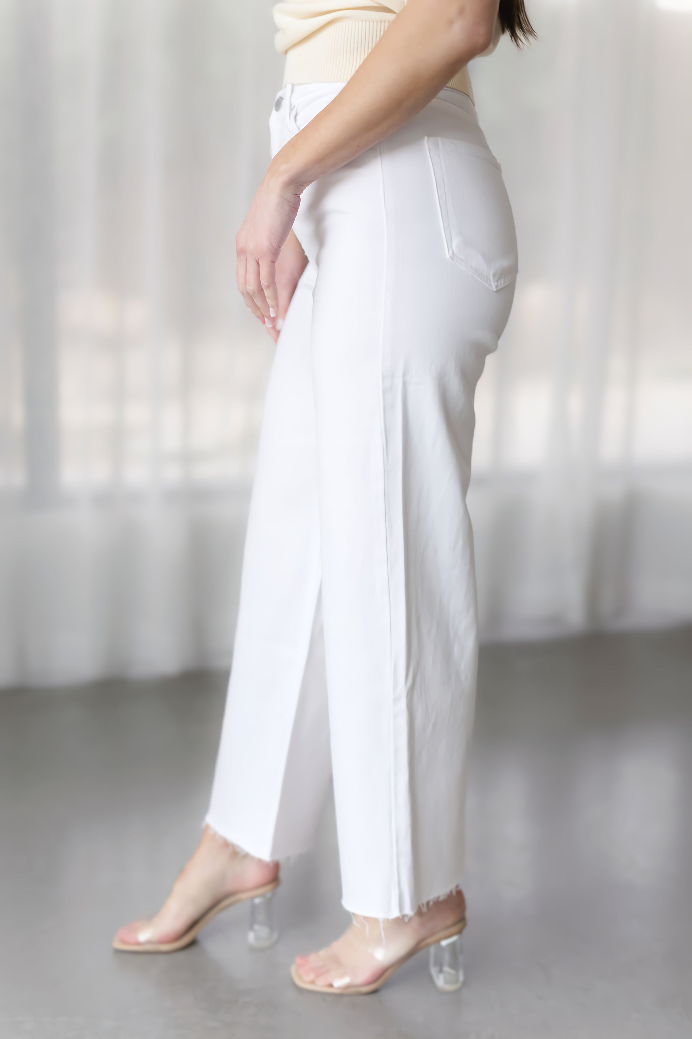 Ryan Scissor Cut Wide Leg Jeans - Optic White