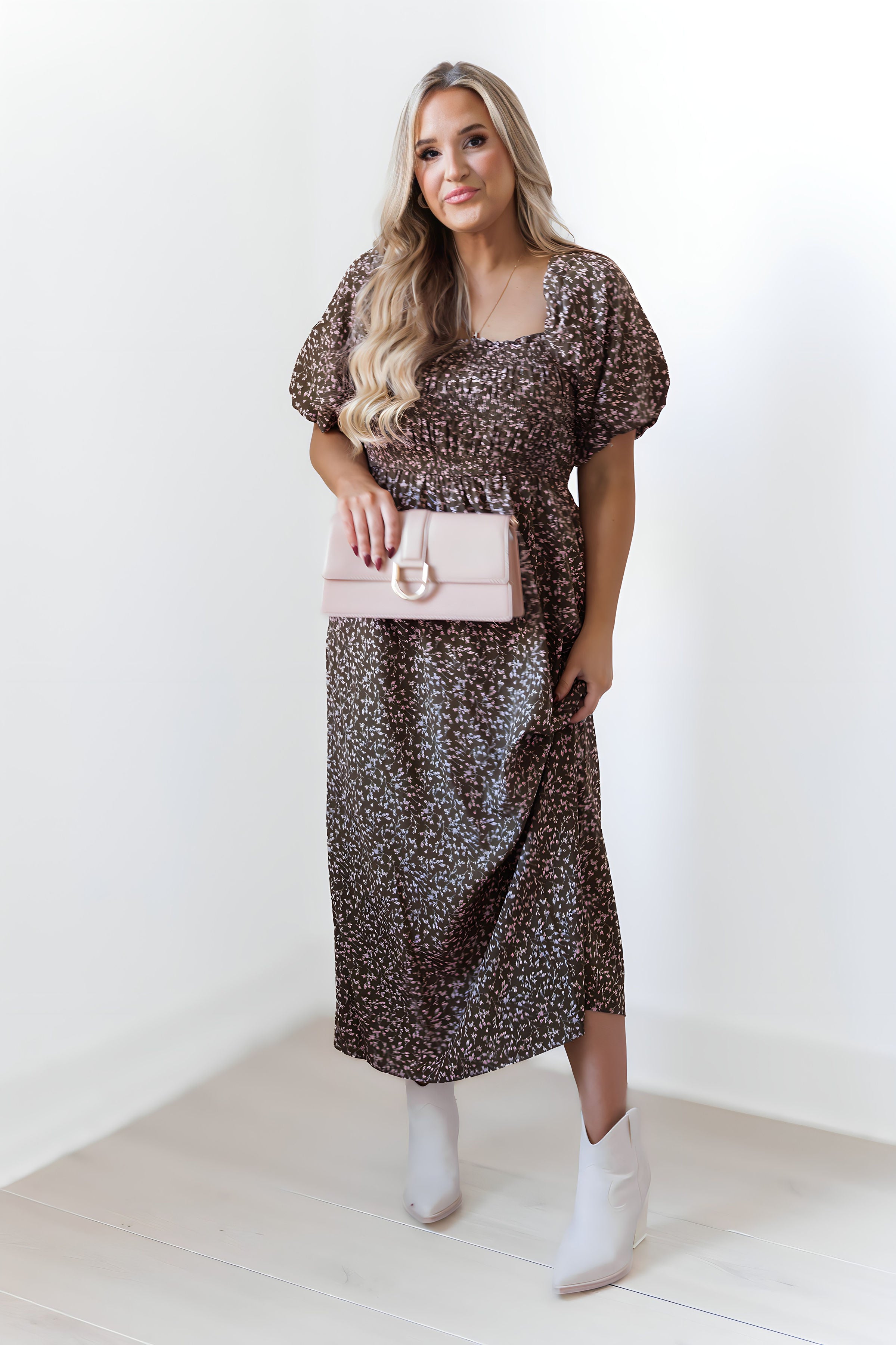 Cassidy Dress - Olive/Pink