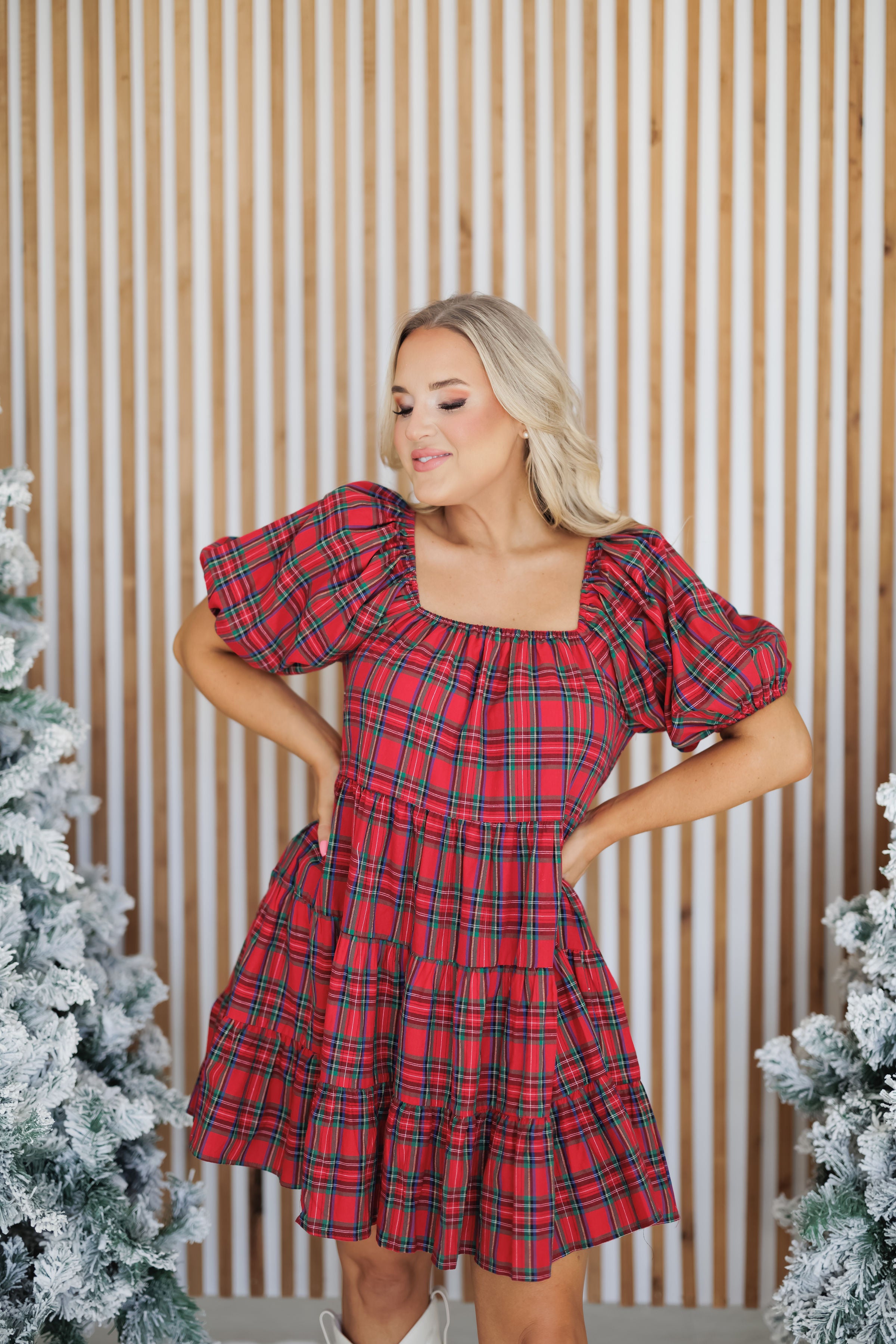 Holiday Charm Dress - Red/Green