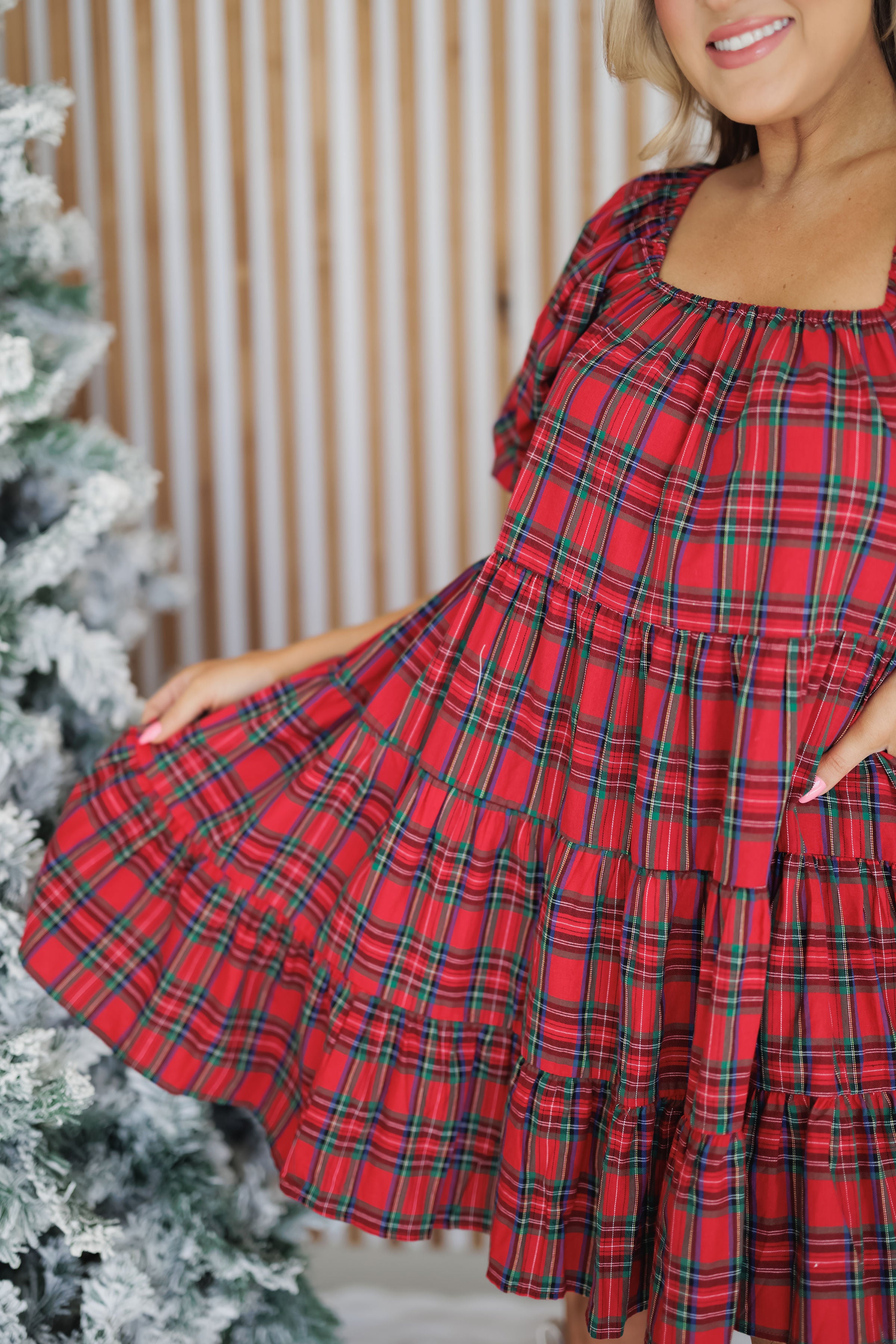 Holiday Charm Dress - Red/Green