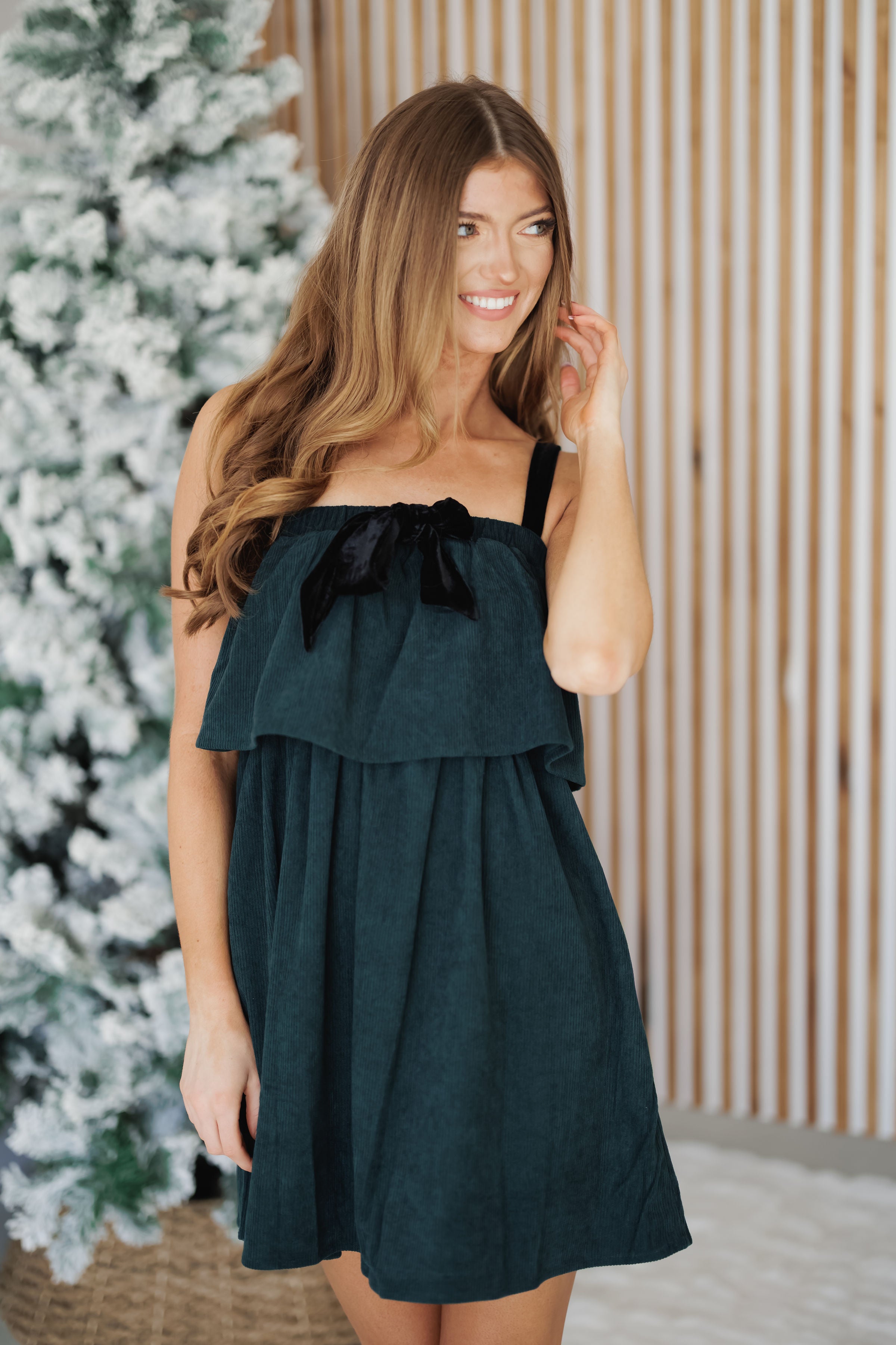 Holiday Vibes Dress - Hunter Green