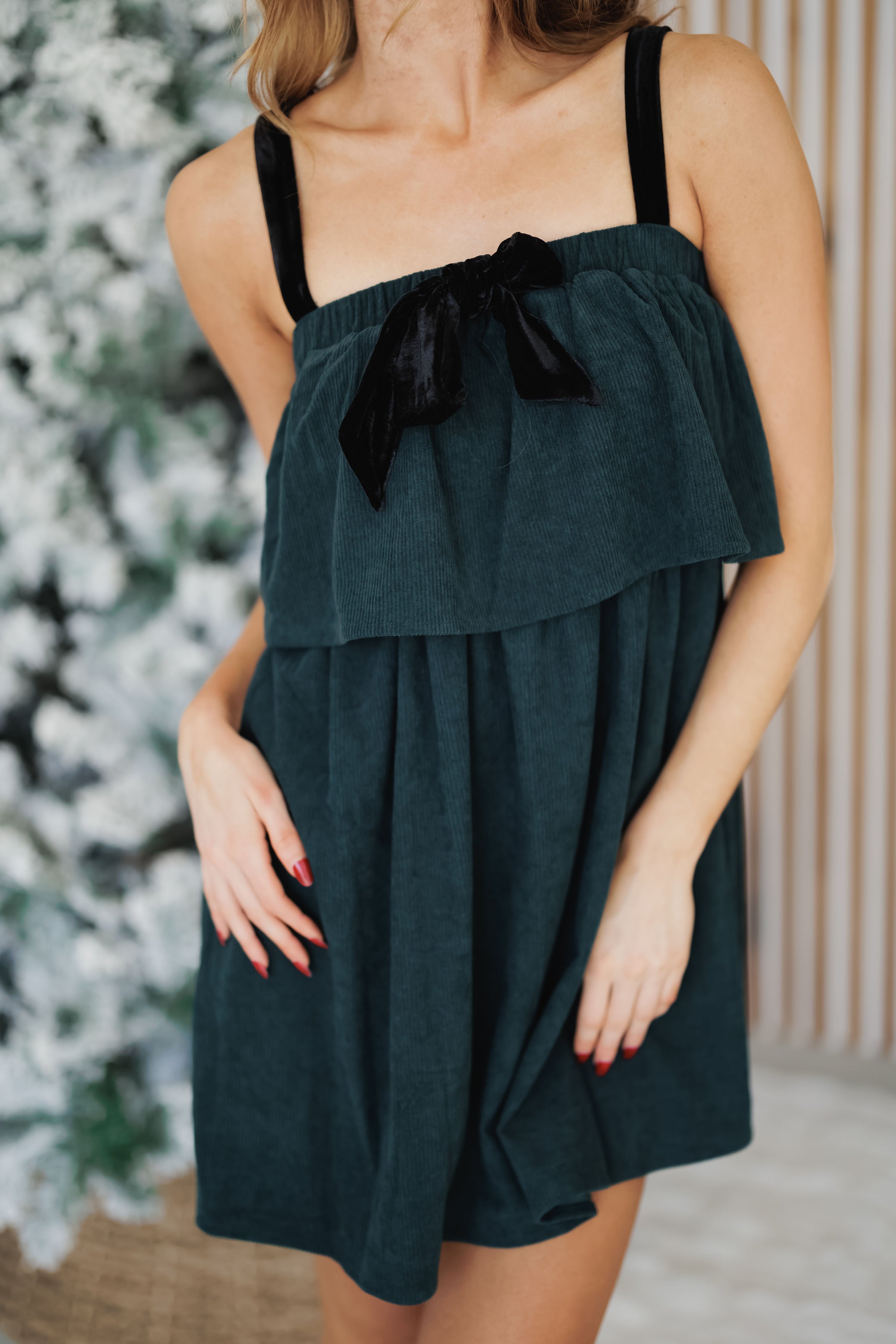 Holiday Vibes Dress - Hunter Green