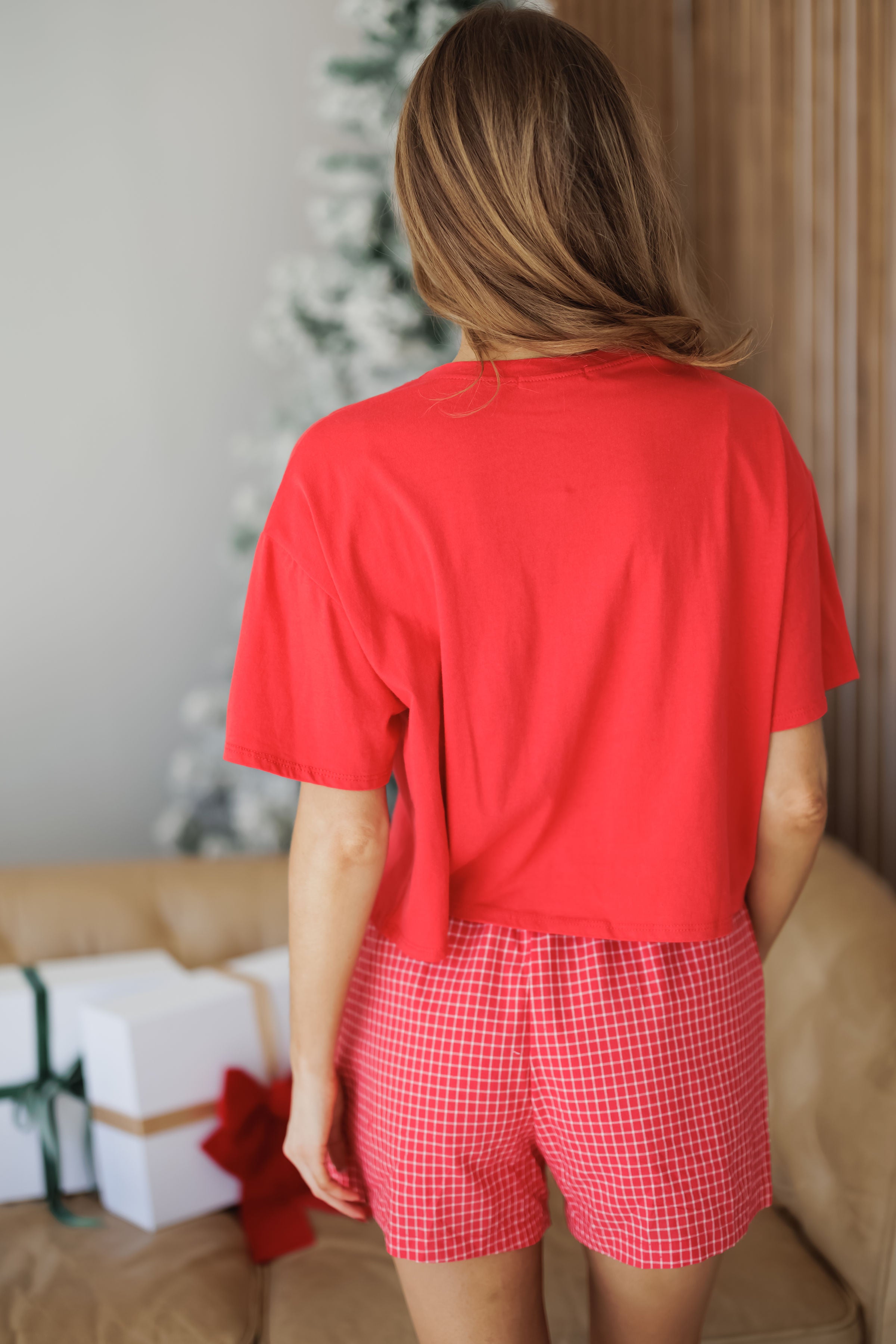 Merry Cropped Tee - Red