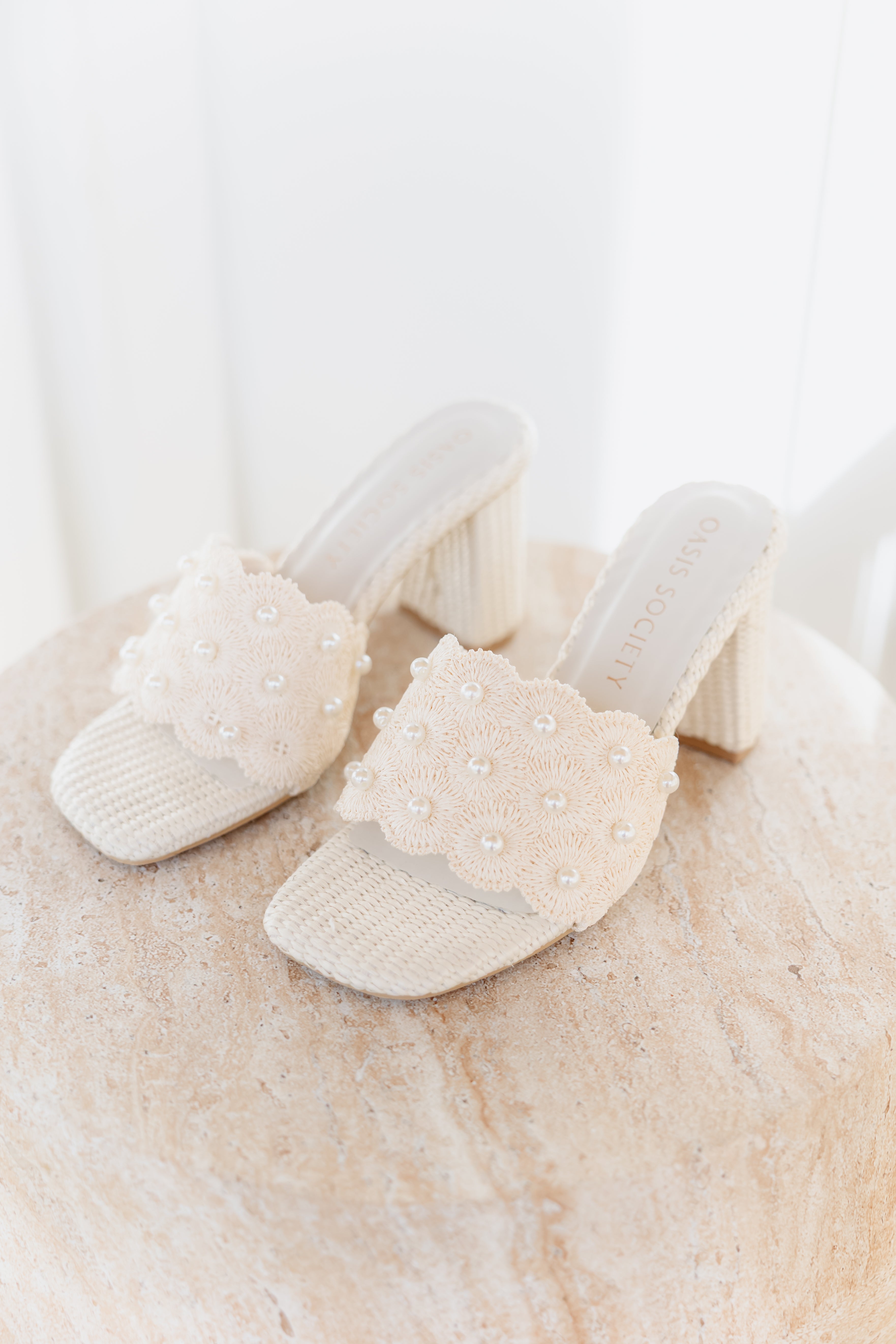 Holland Pearl Raffia Heel-Ivory