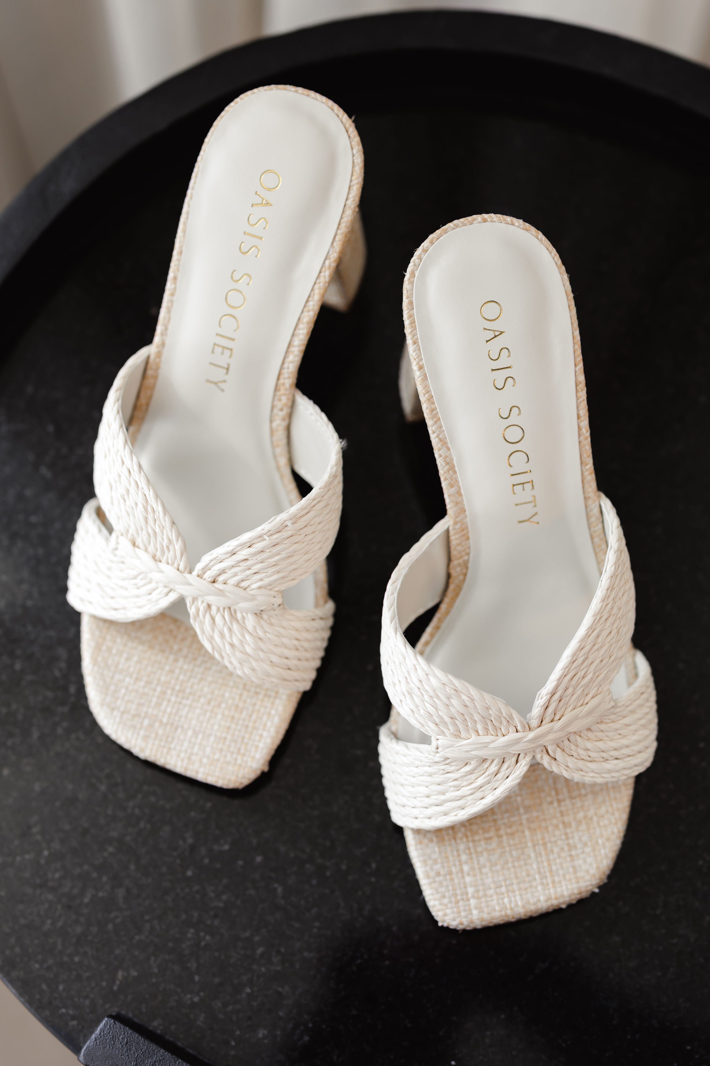 Oasis Society: Santiago Raffia Heel - Off White