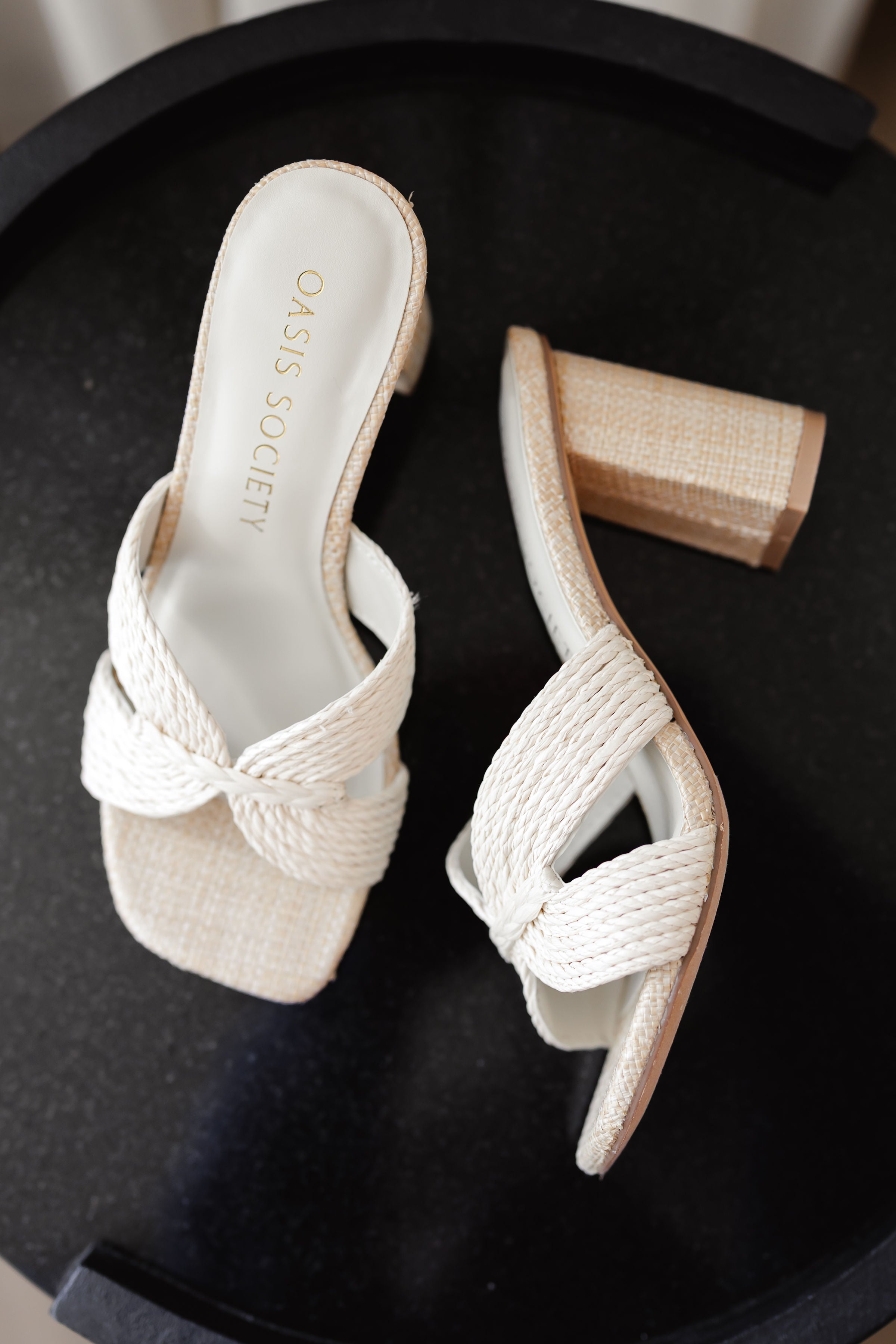Oasis Society: Santiago Raffia Heel - Off White