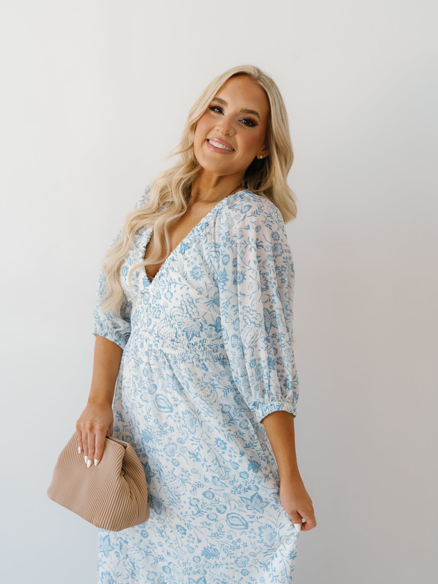 Nellie Maxi Dress - Ivory/Blue - FINAL SALE