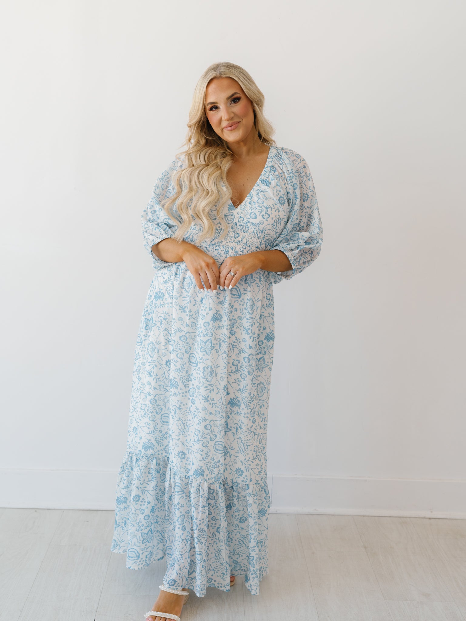 Nellie Maxi Dress - Ivory/Blue - FINAL SALE