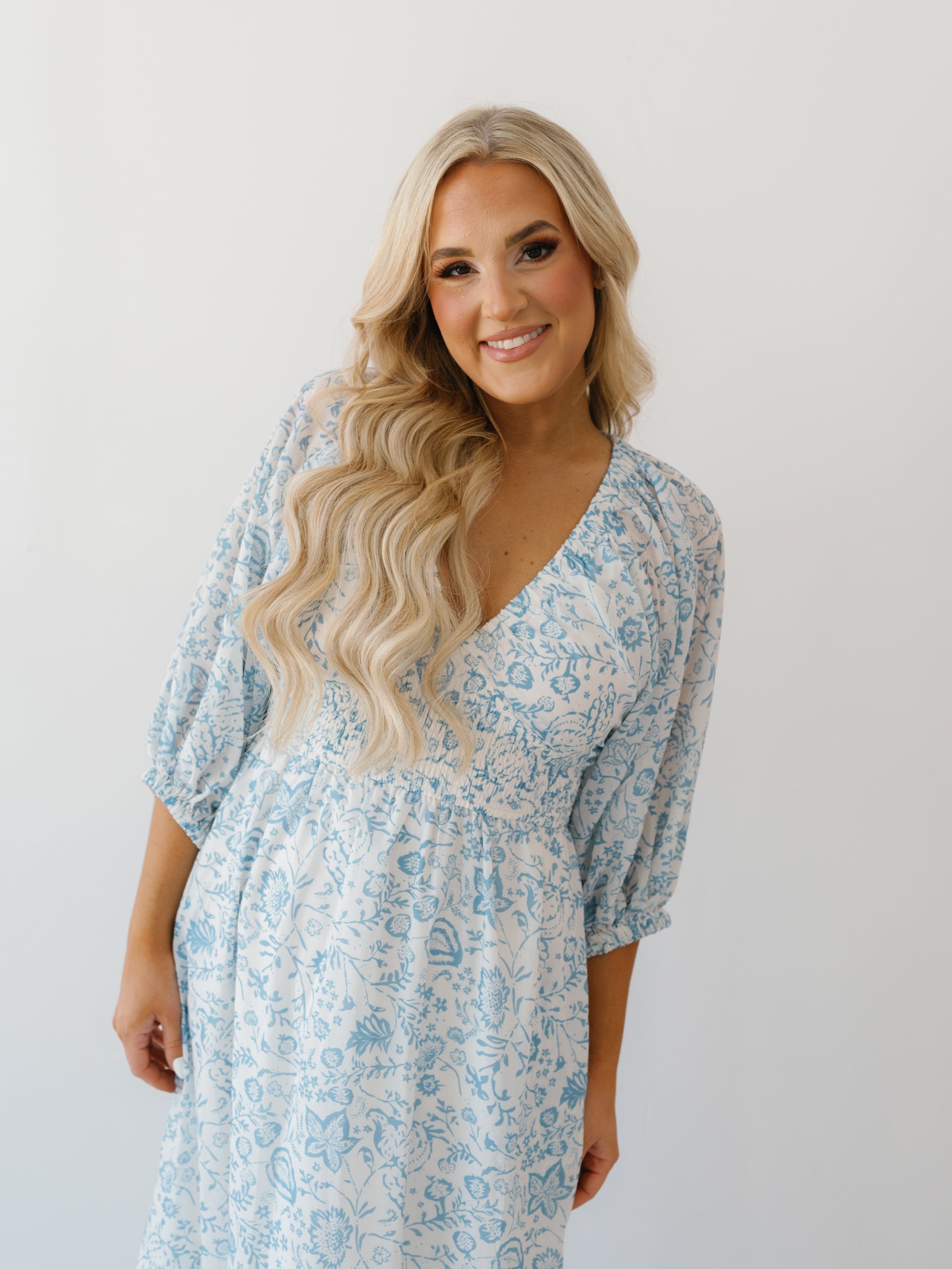 Nellie Maxi Dress - Ivory/Blue - FINAL SALE