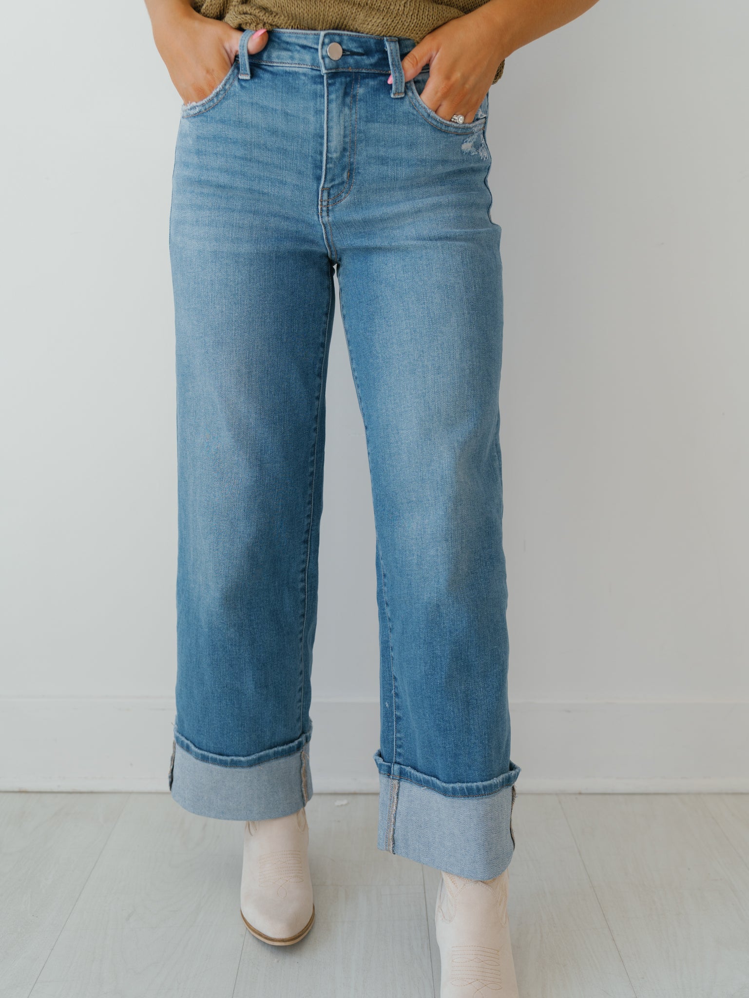 Moore High Rise Cuff Wide Jeans