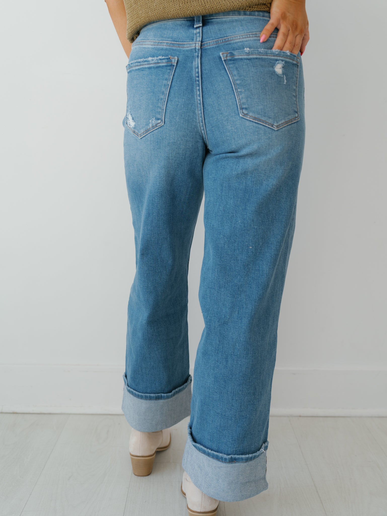 Moore High Rise Cuff Wide Jeans