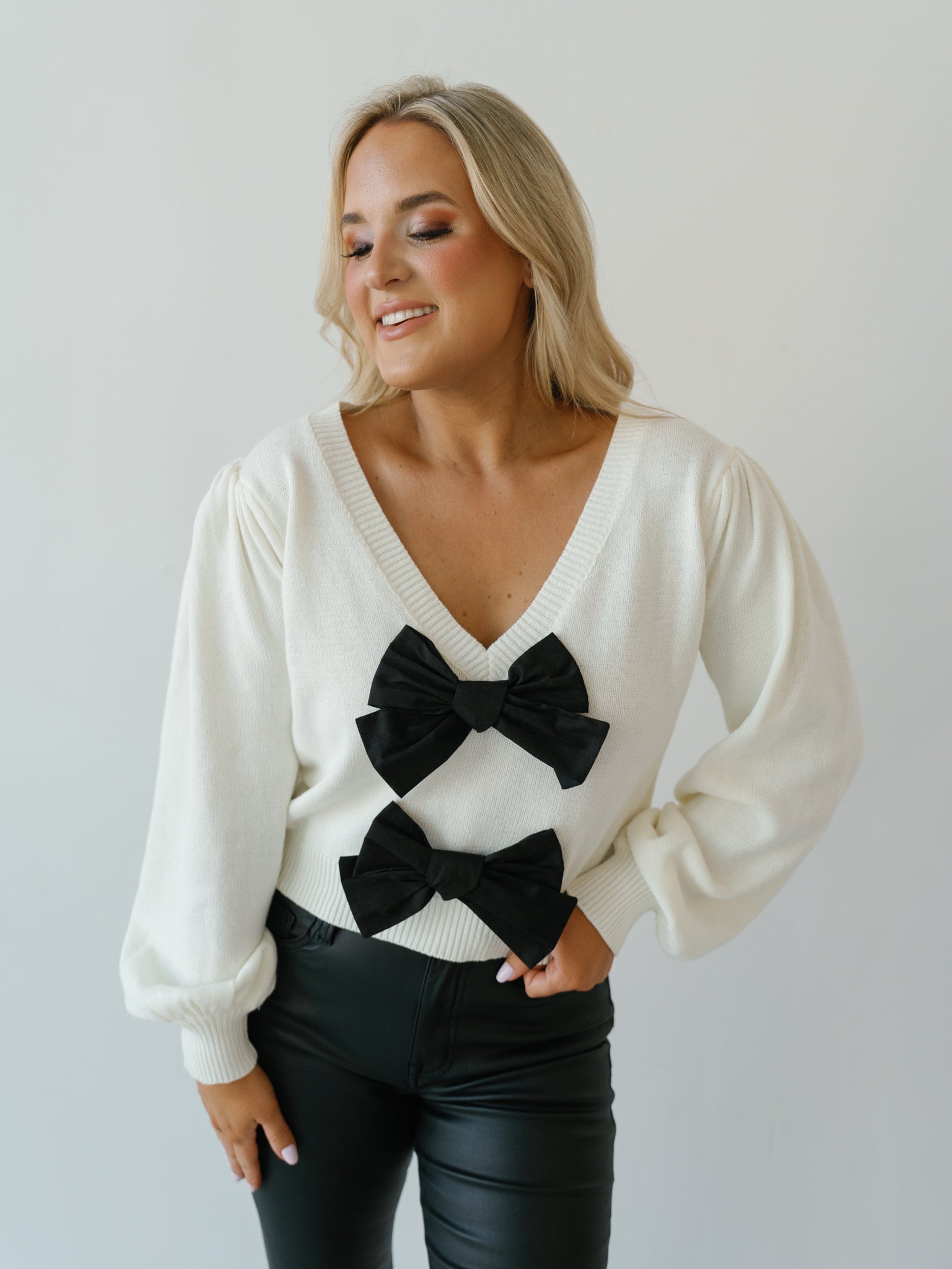 Alexis Bow Front Long Sleeve Top