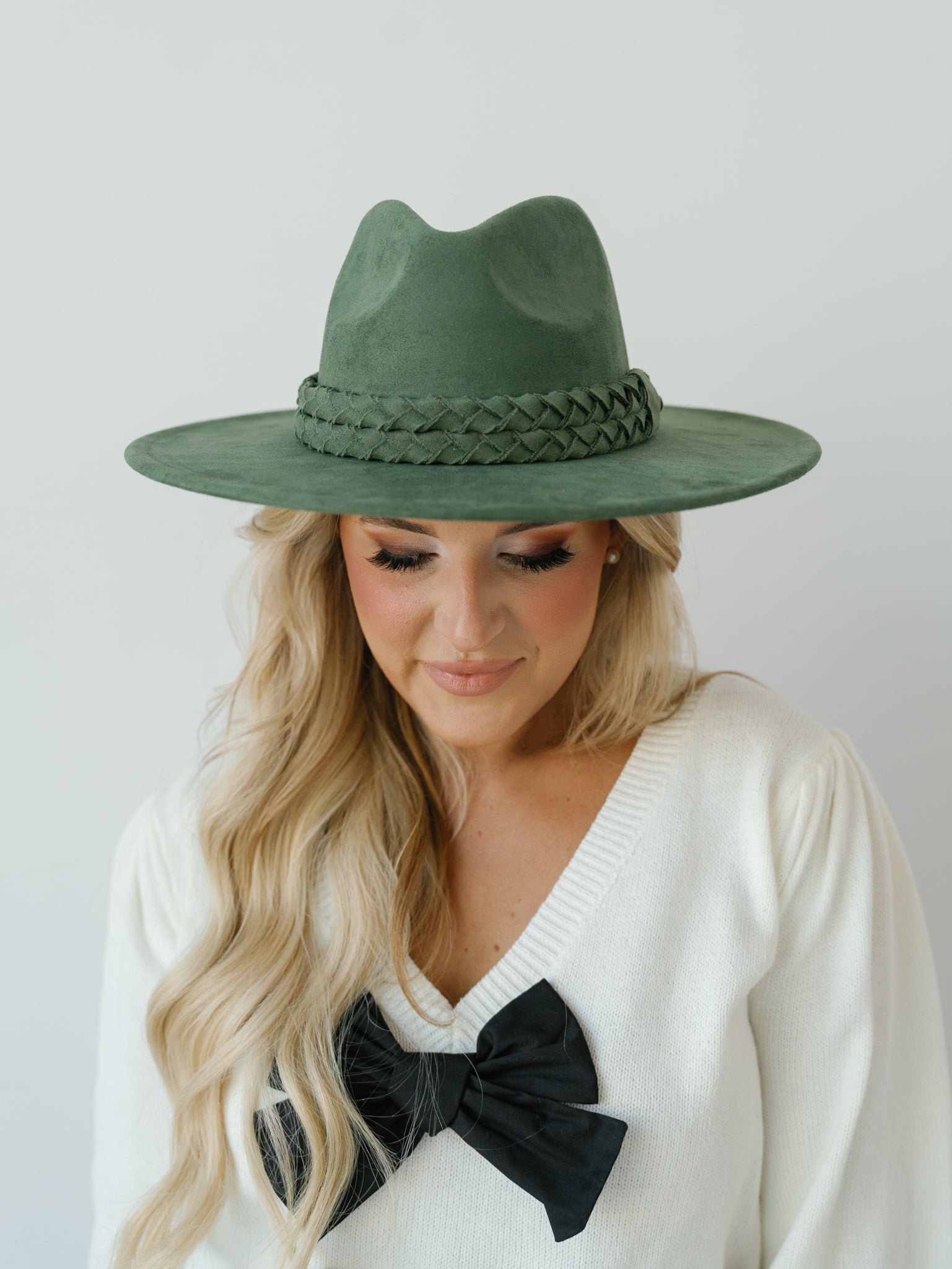 Hat with Braid Band - Olive