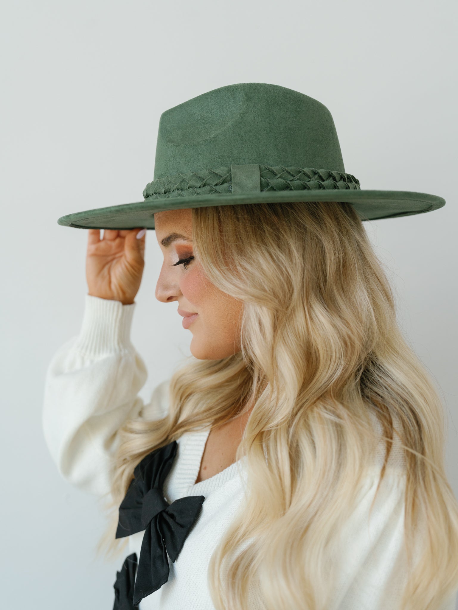 Hat with Braid Band - Olive